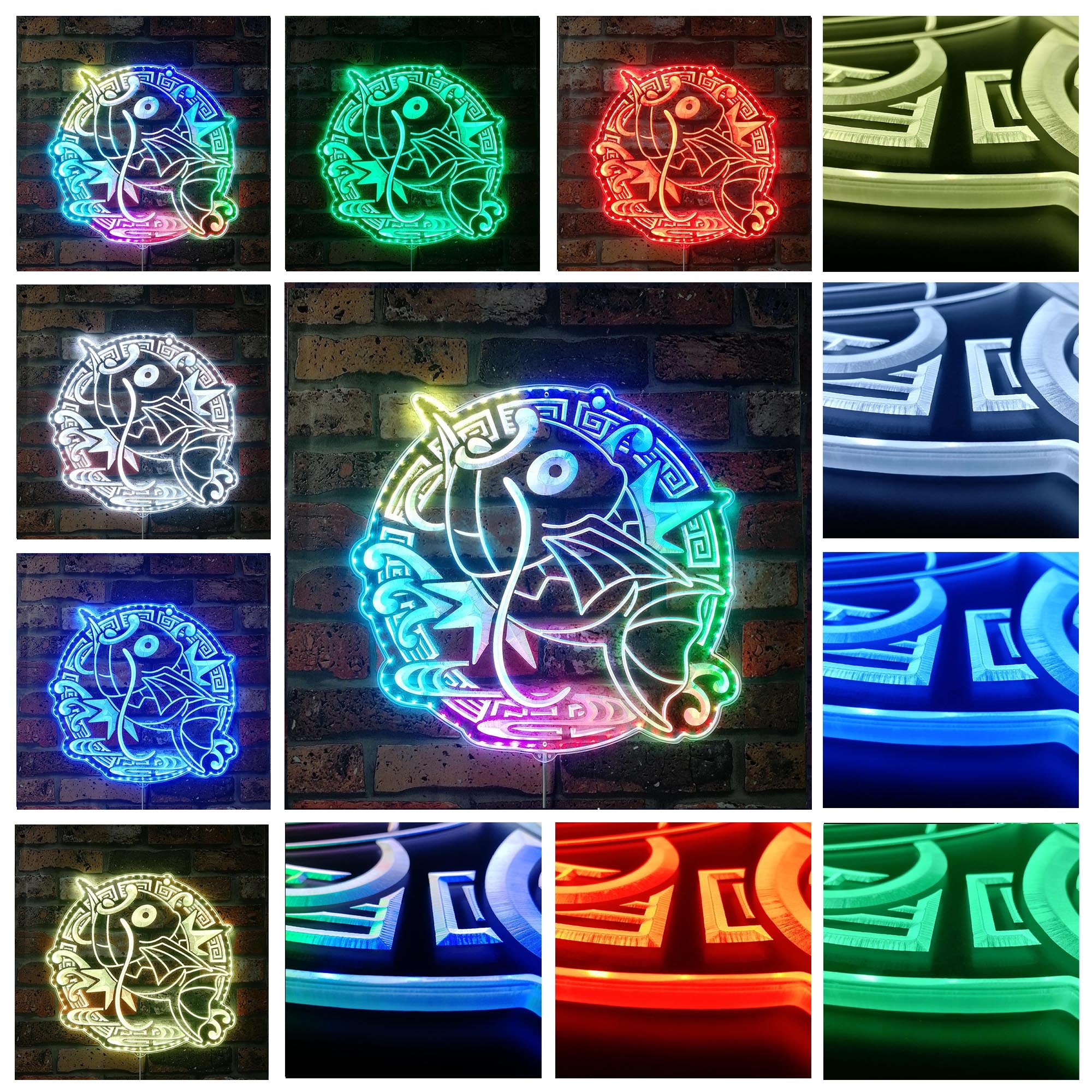 Magikarp Pokemon Dynamic RGB Edge Lit LED Sign