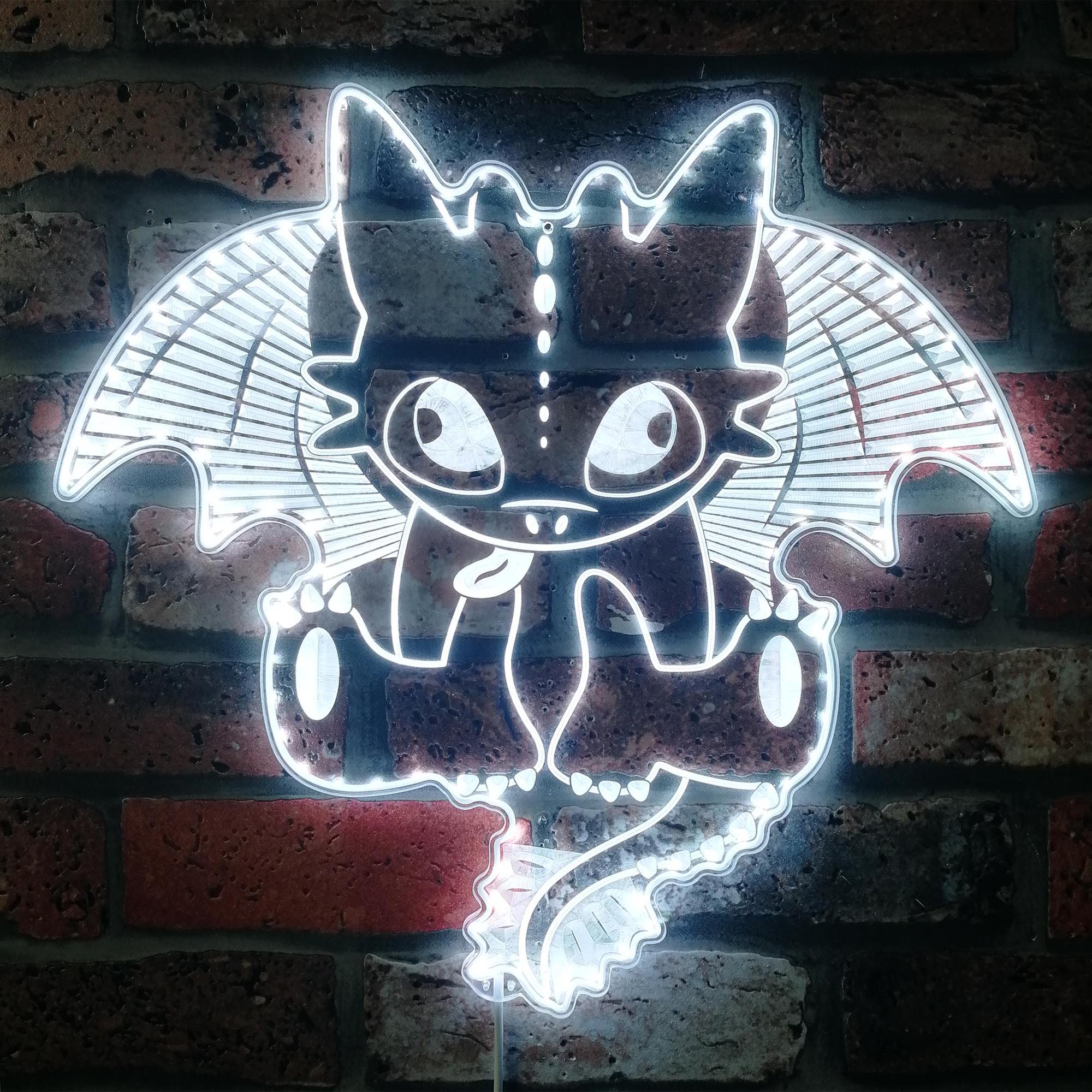 Toothless Cute Dragon Dynamic RGB Edge Lit LED Sign