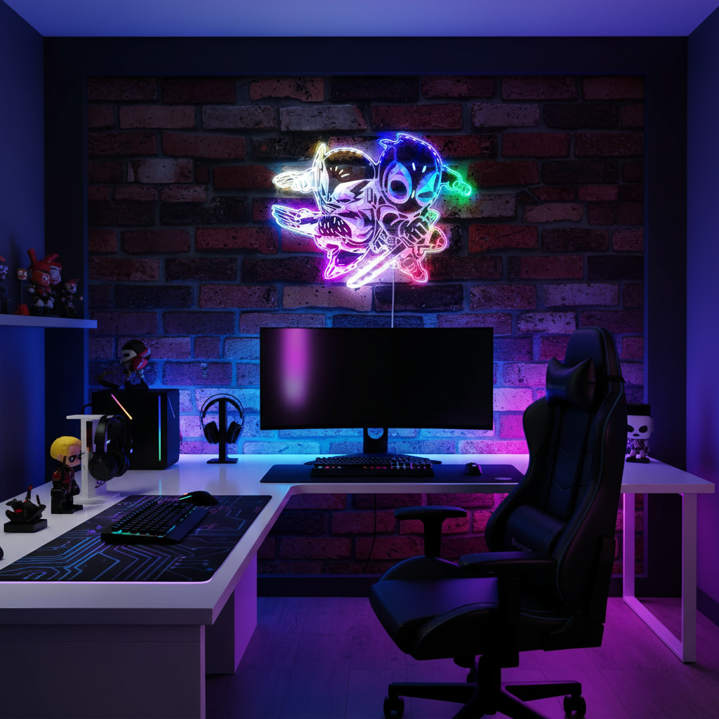 Deadpool & Wolverine Neon LED Sign with Dynamic RGB Colors