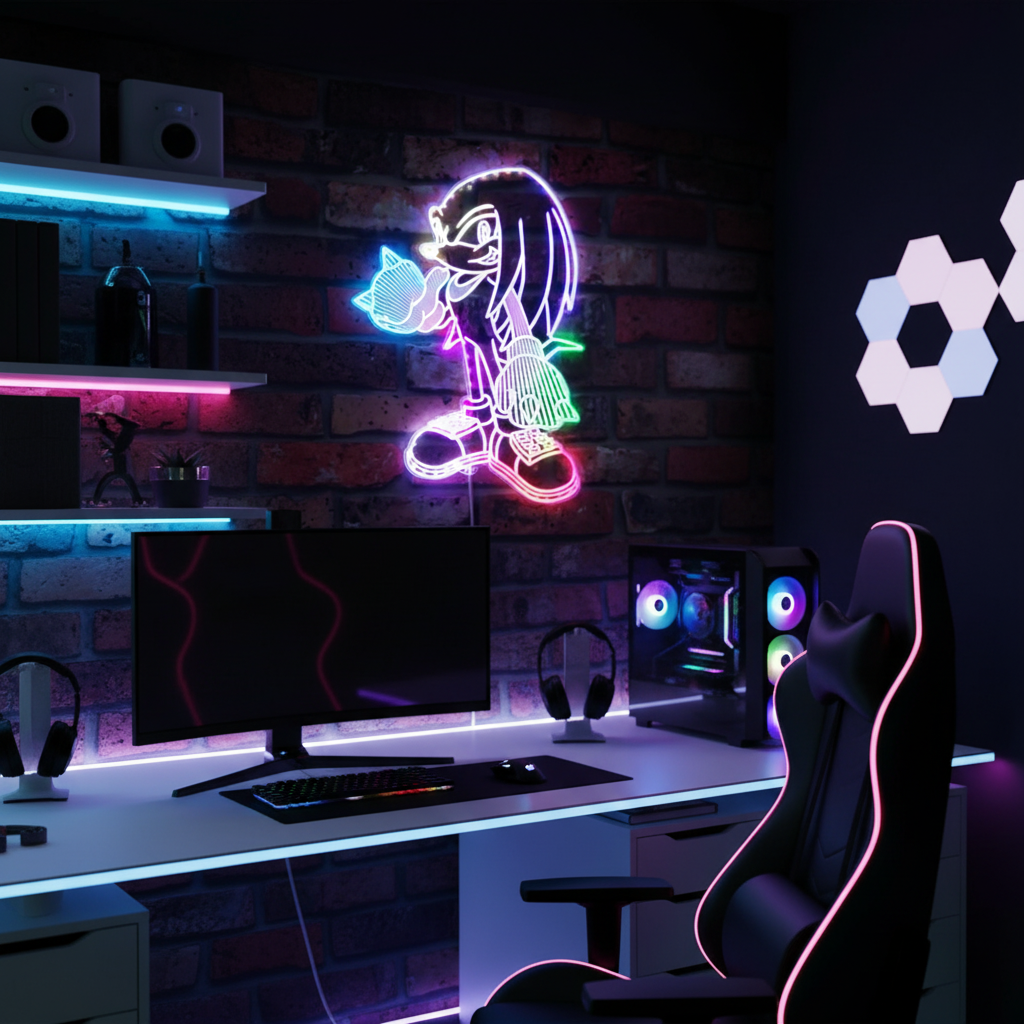 Sonic Knuckles Neon LED Sign with Dynamic RGB Colors