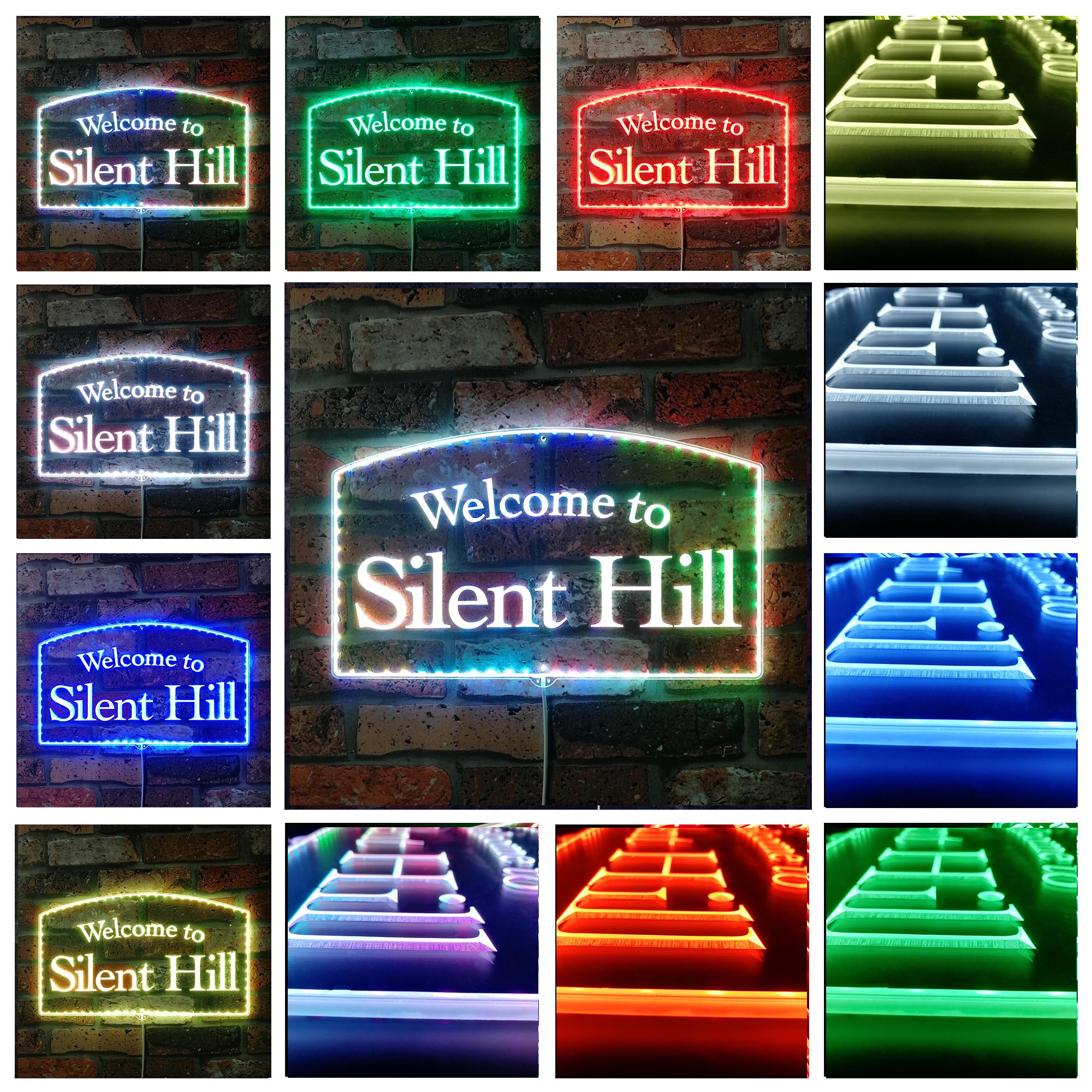 Welcome to Silent Hill Dynamic RGB Edge Lit LED Sign