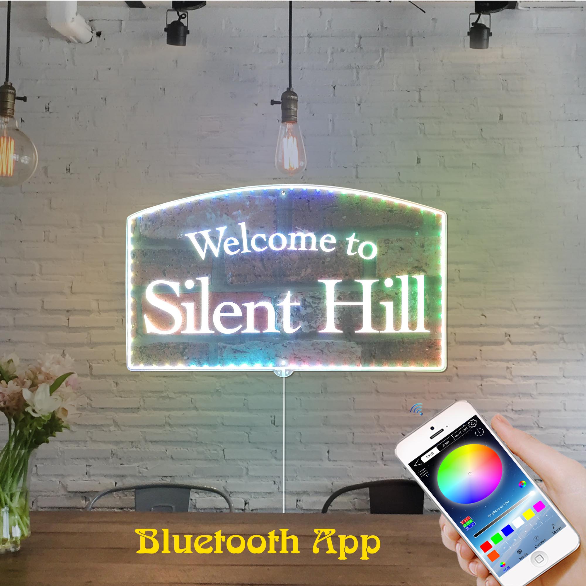 Welcome to Silent Hill Dynamic RGB Edge Lit LED Sign