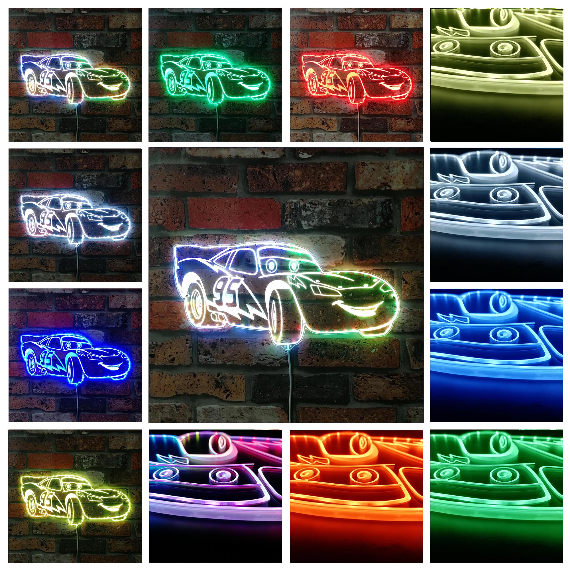 Lightning McQueen Dynamic RGB Edge Lit LED Sign