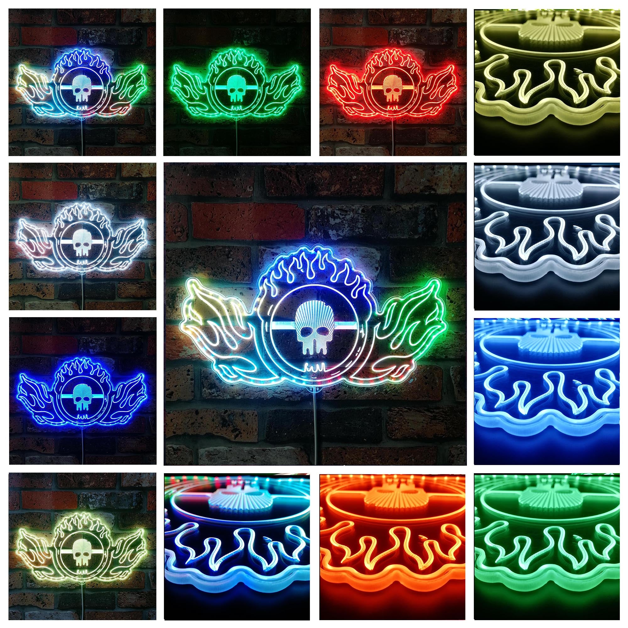 Wasteland Mad Max Skull Dynamic RGB Edge Lit LED Sign