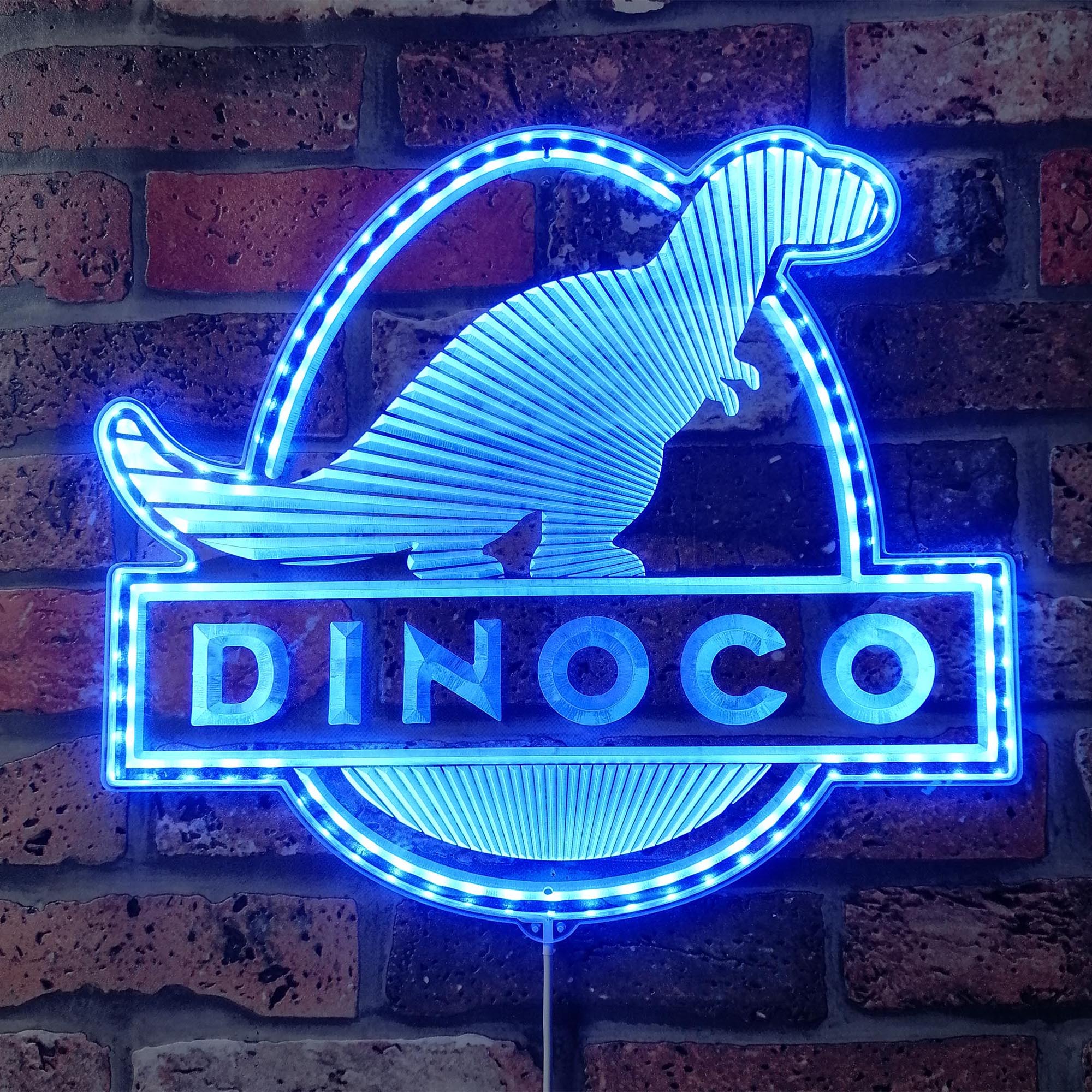 Dinoco Gas Company Pixar Cars Dynamic RGB Edge Lit LED Sign