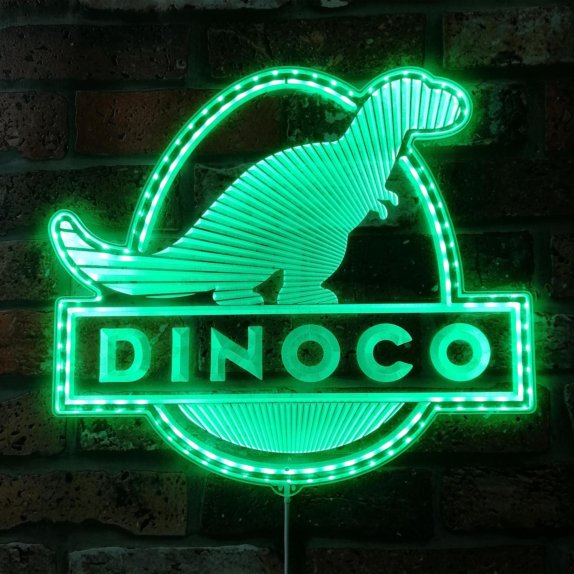 Dinoco Gas Company Pixar Cars Dynamic RGB Edge Lit LED Sign