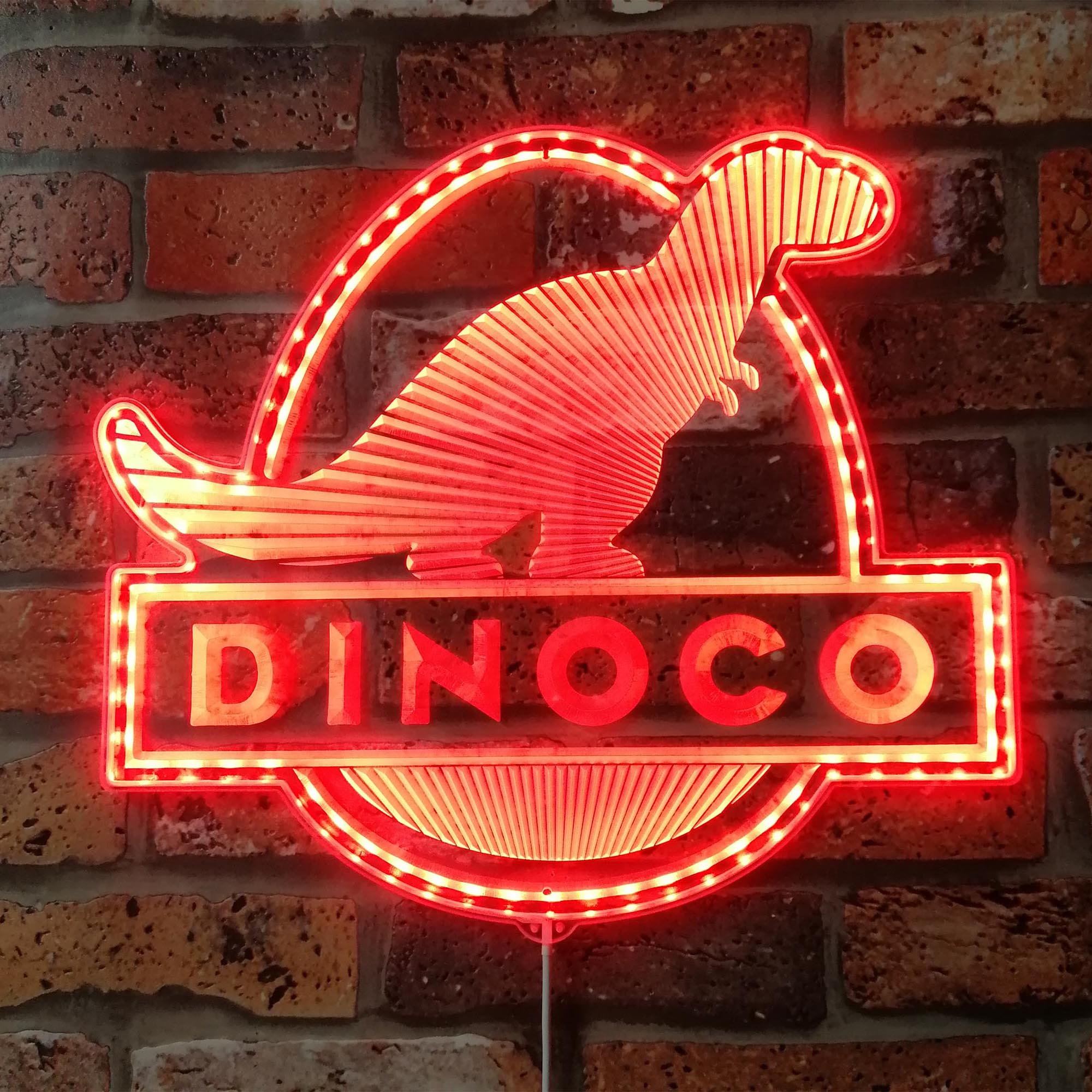 Dinoco Gas Company Pixar Cars Dynamic RGB Edge Lit LED Sign