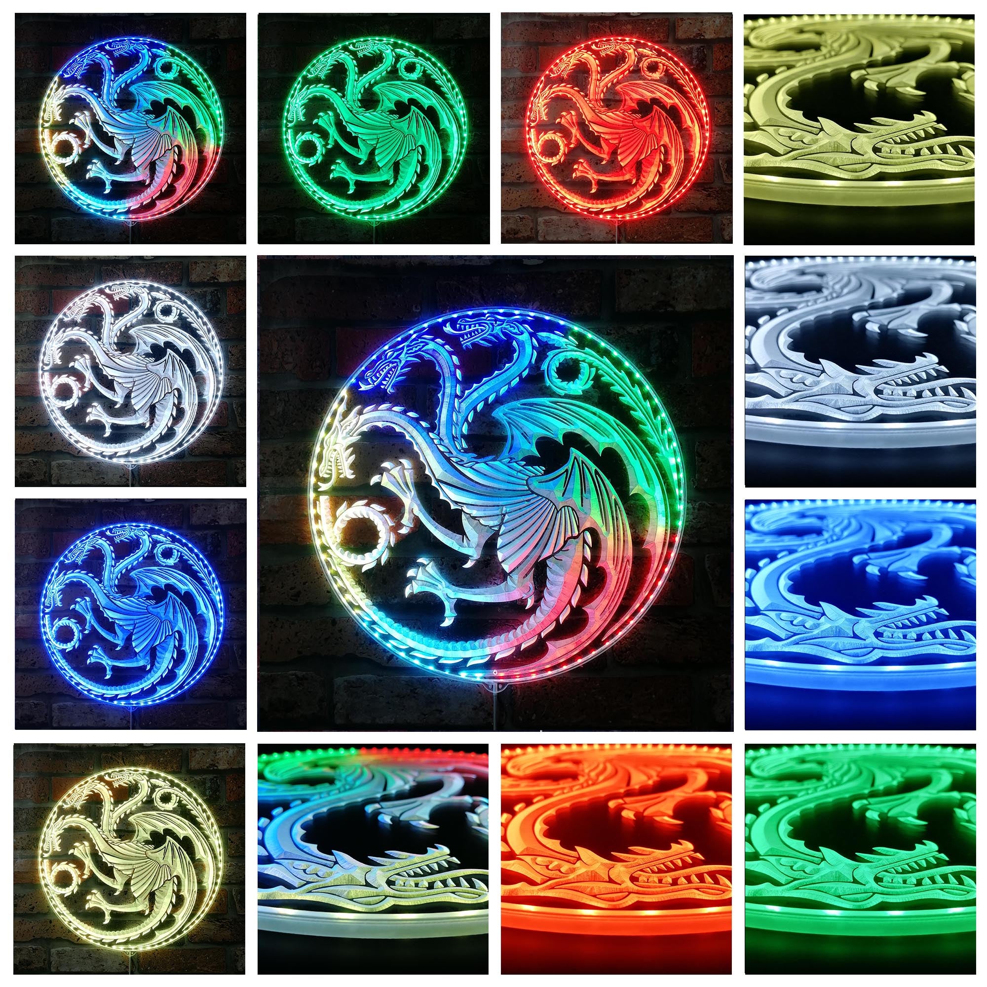 House of The Dragon Targaryen Logo RGB Edge Lit LED Sign