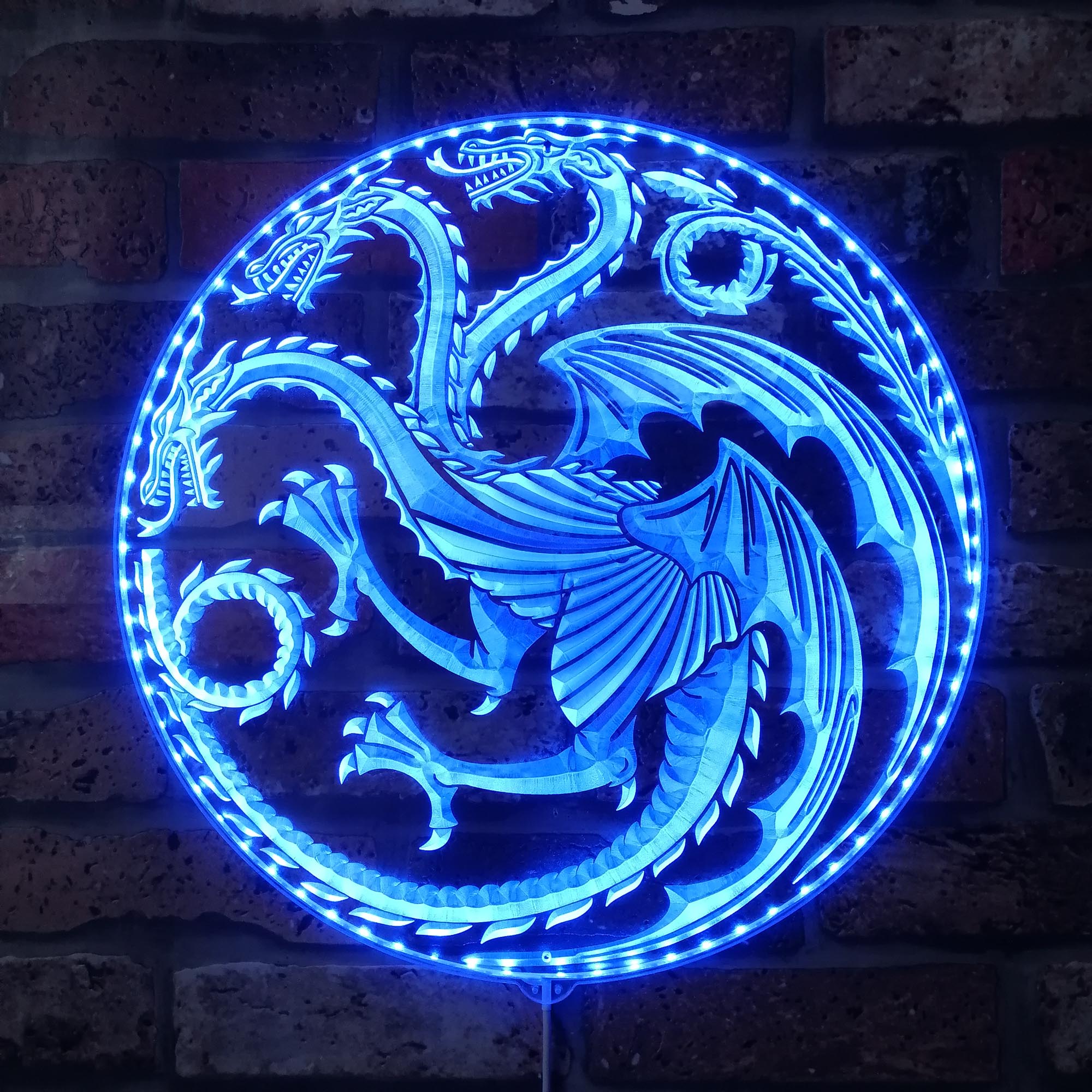 House of The Dragon Targaryen Logo RGB Edge Lit LED Sign