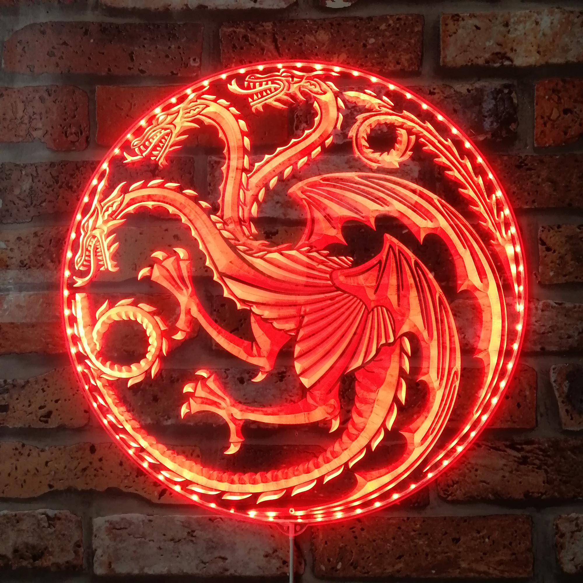 House of The Dragon Targaryen Logo RGB Edge Lit LED Sign