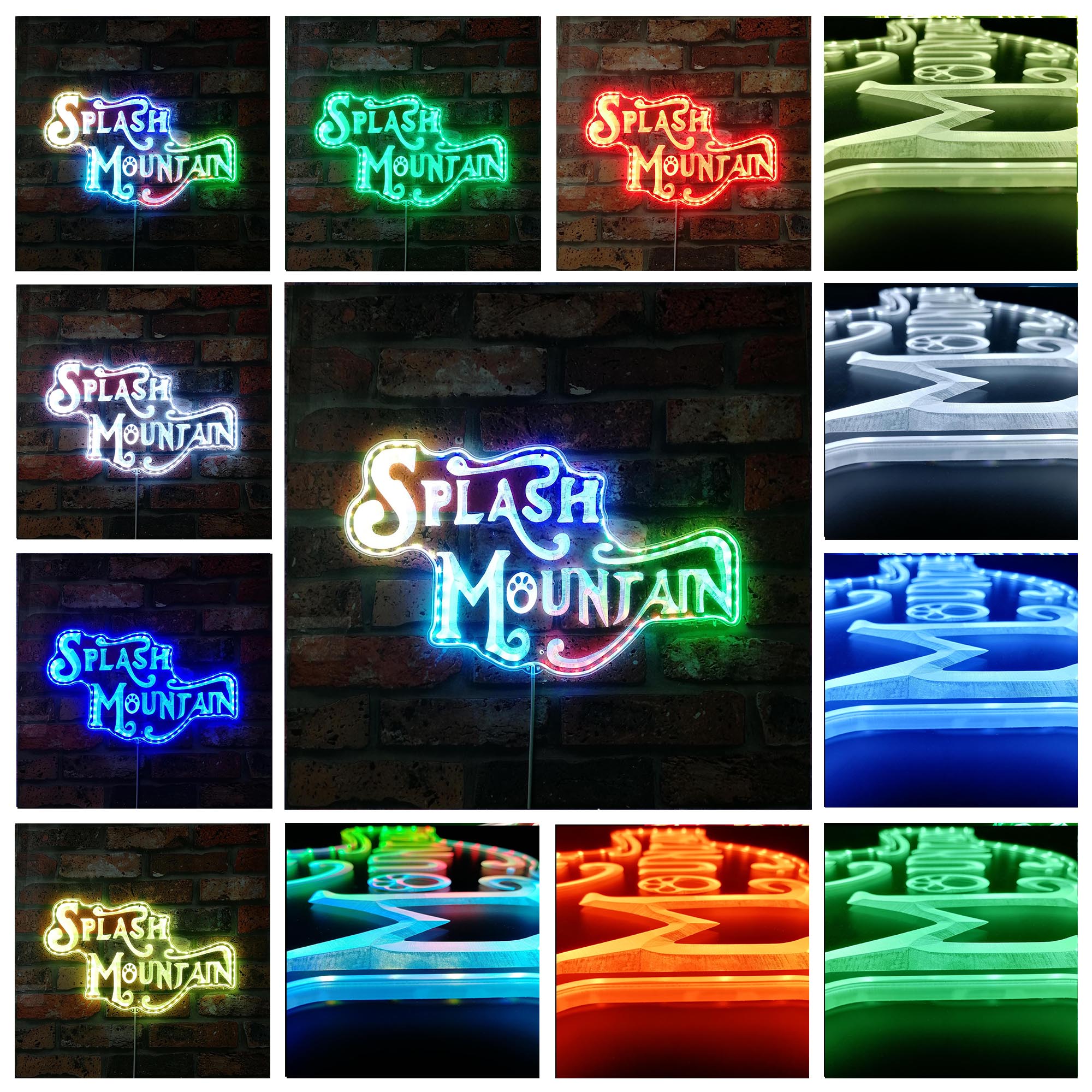 Splash Mountain Dynamic RGB Edge Lit LED Sign