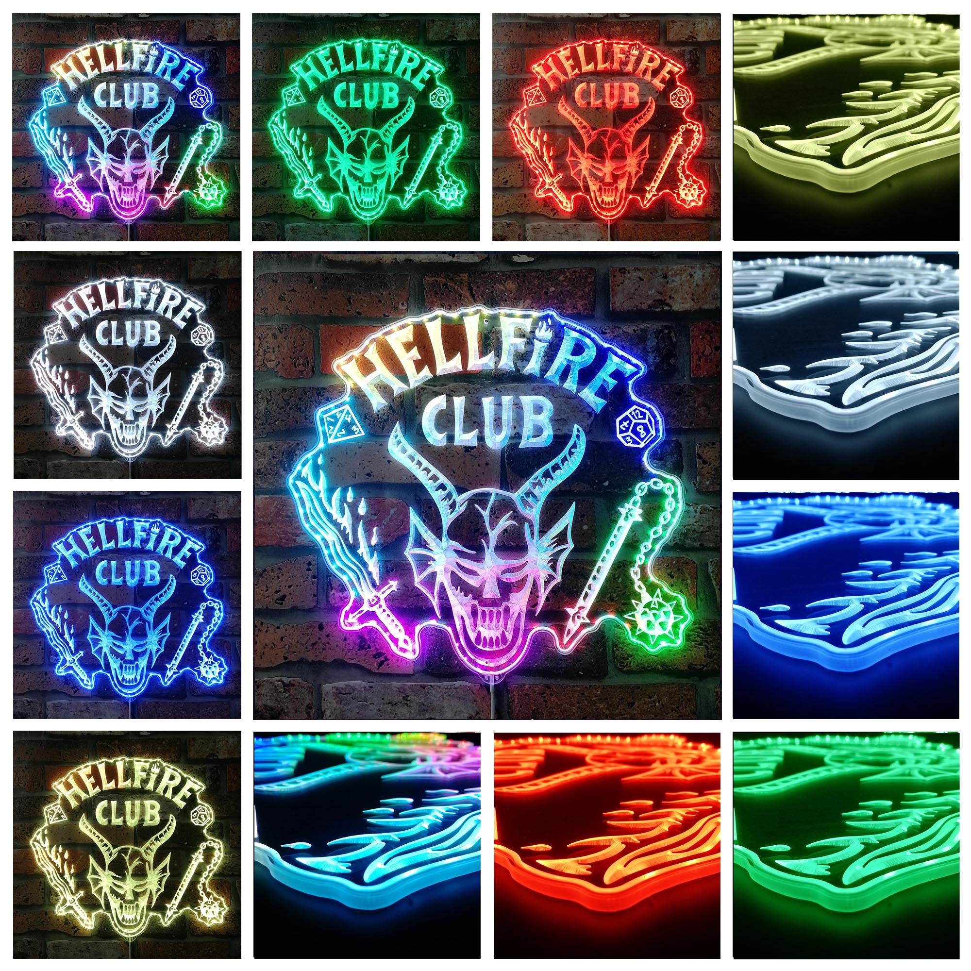 Hellfire Club Stranger Things Dynamic RGB Edge Lit LED Sign