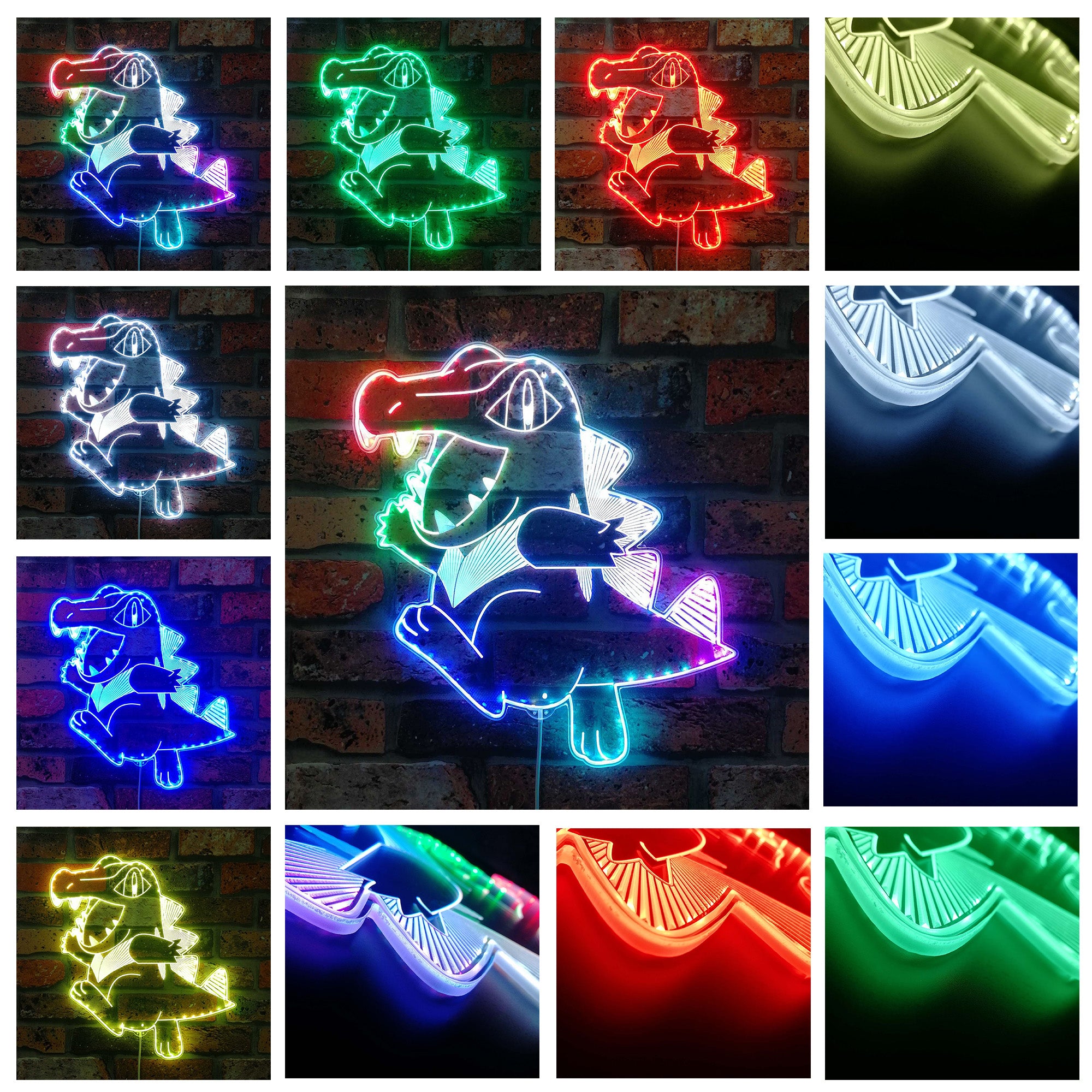 Totodile Pokemon Dynamic RGB Edge Lit LED Sign