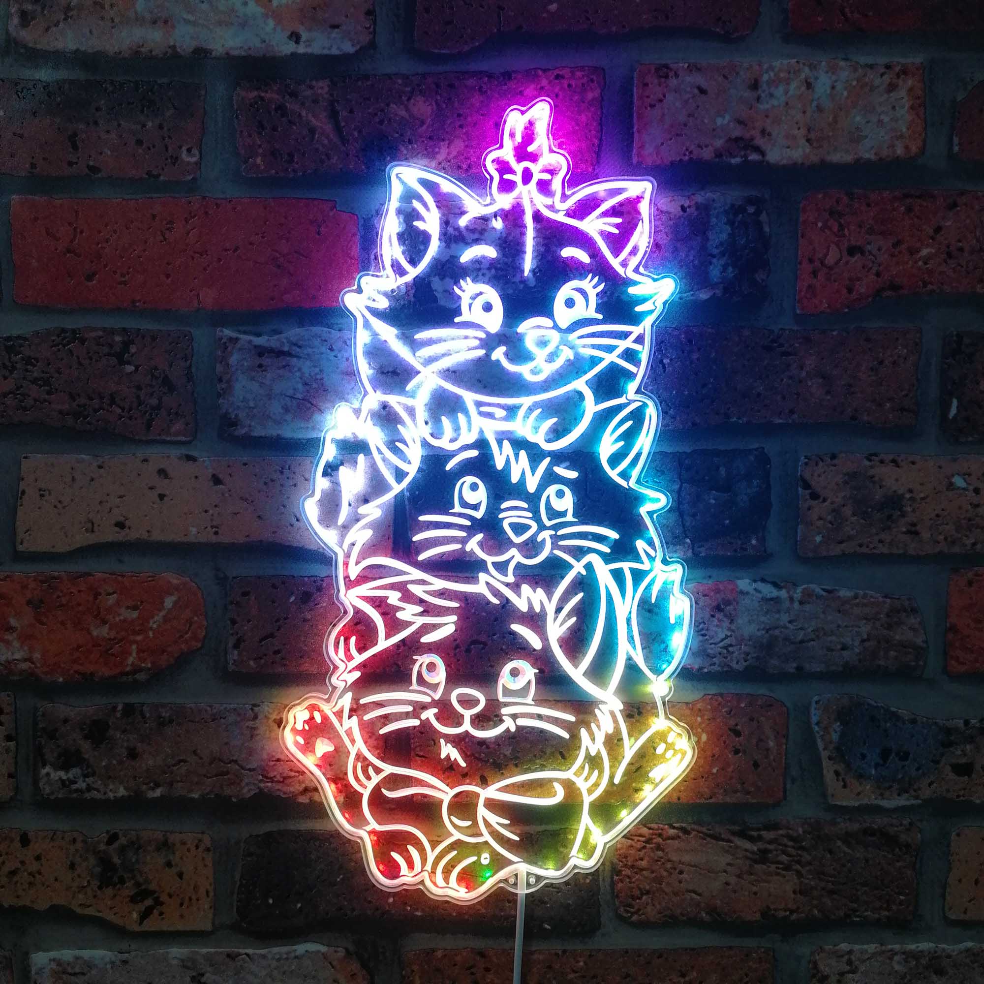 Aristocats Marie Toulouse Berlioz Dynamic RGB Edge Lit LED Sign