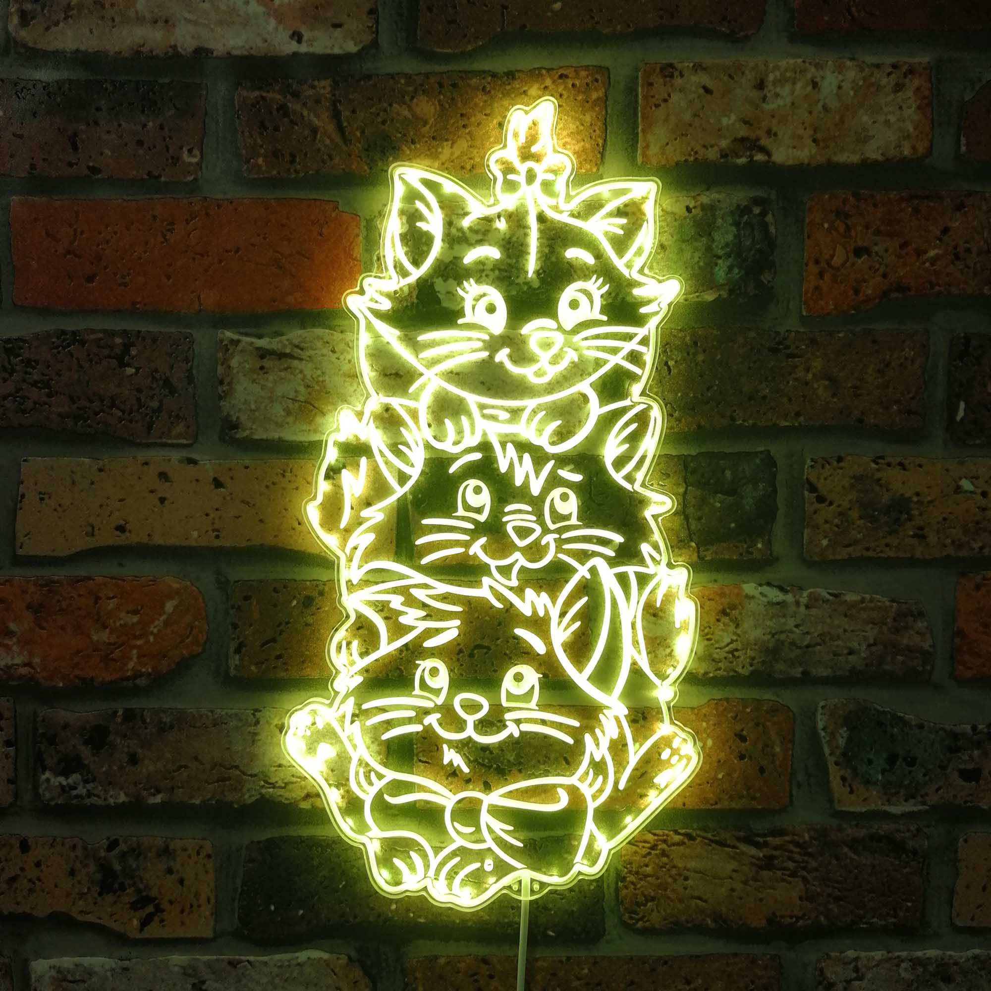 Aristocats Marie Toulouse Berlioz Dynamic RGB Edge Lit LED Sign