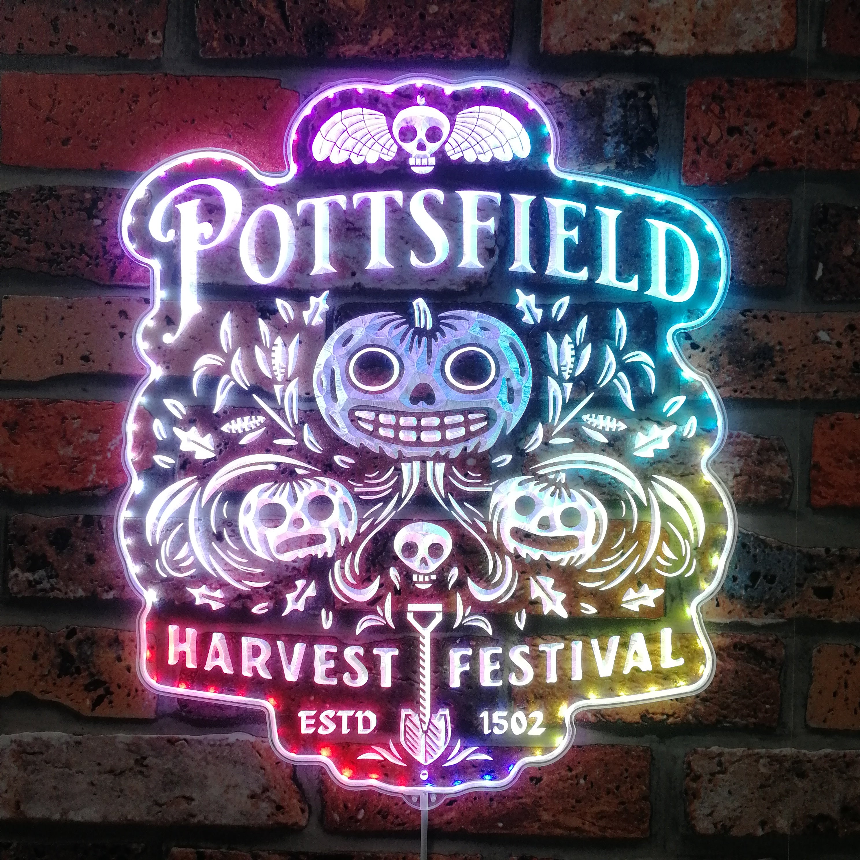 Pottsfield Harvest Festival Dynamic RGB Edge Lit LED Sign