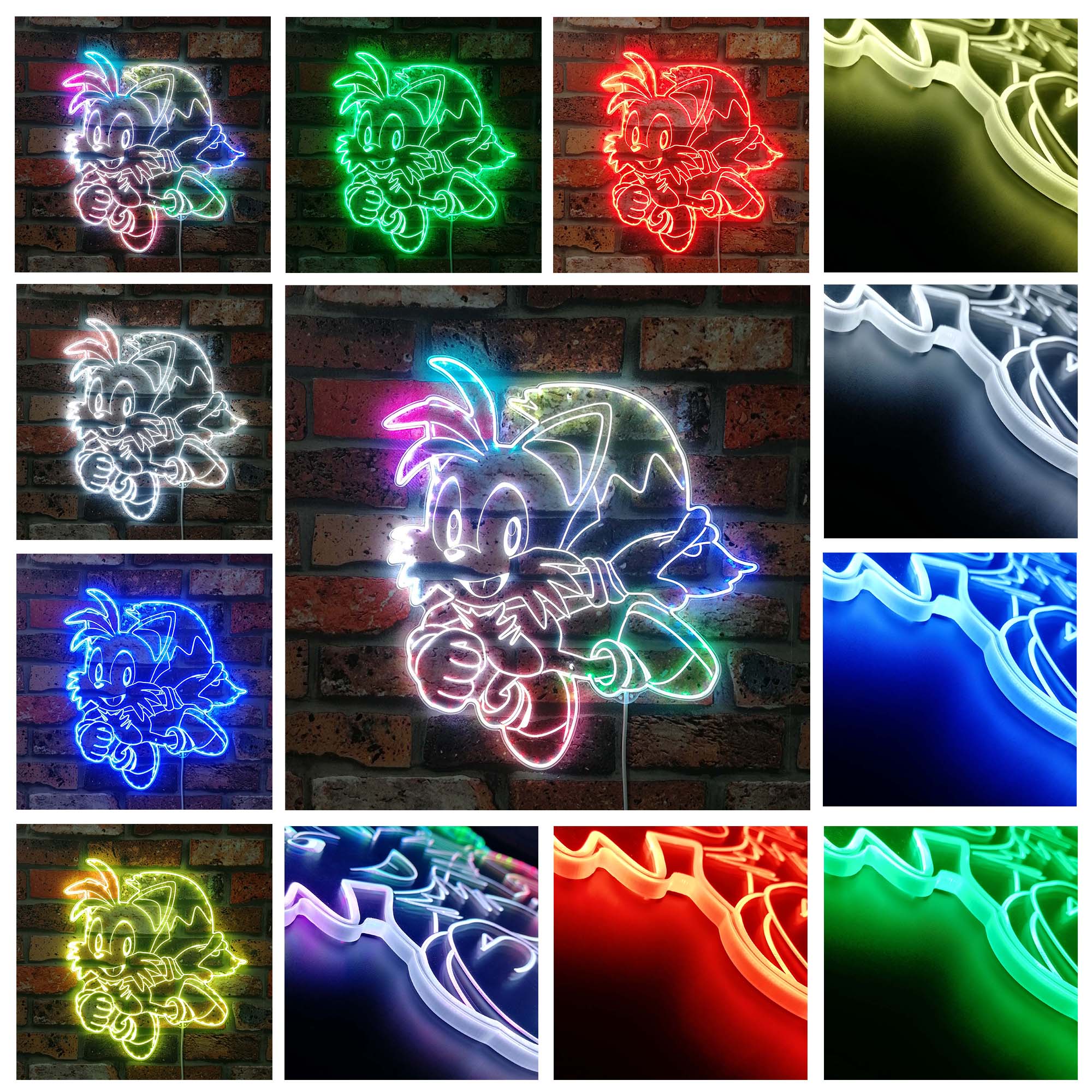 Sonic the hedgehog Tails Dynamic RGB Edge Lit LED Sign