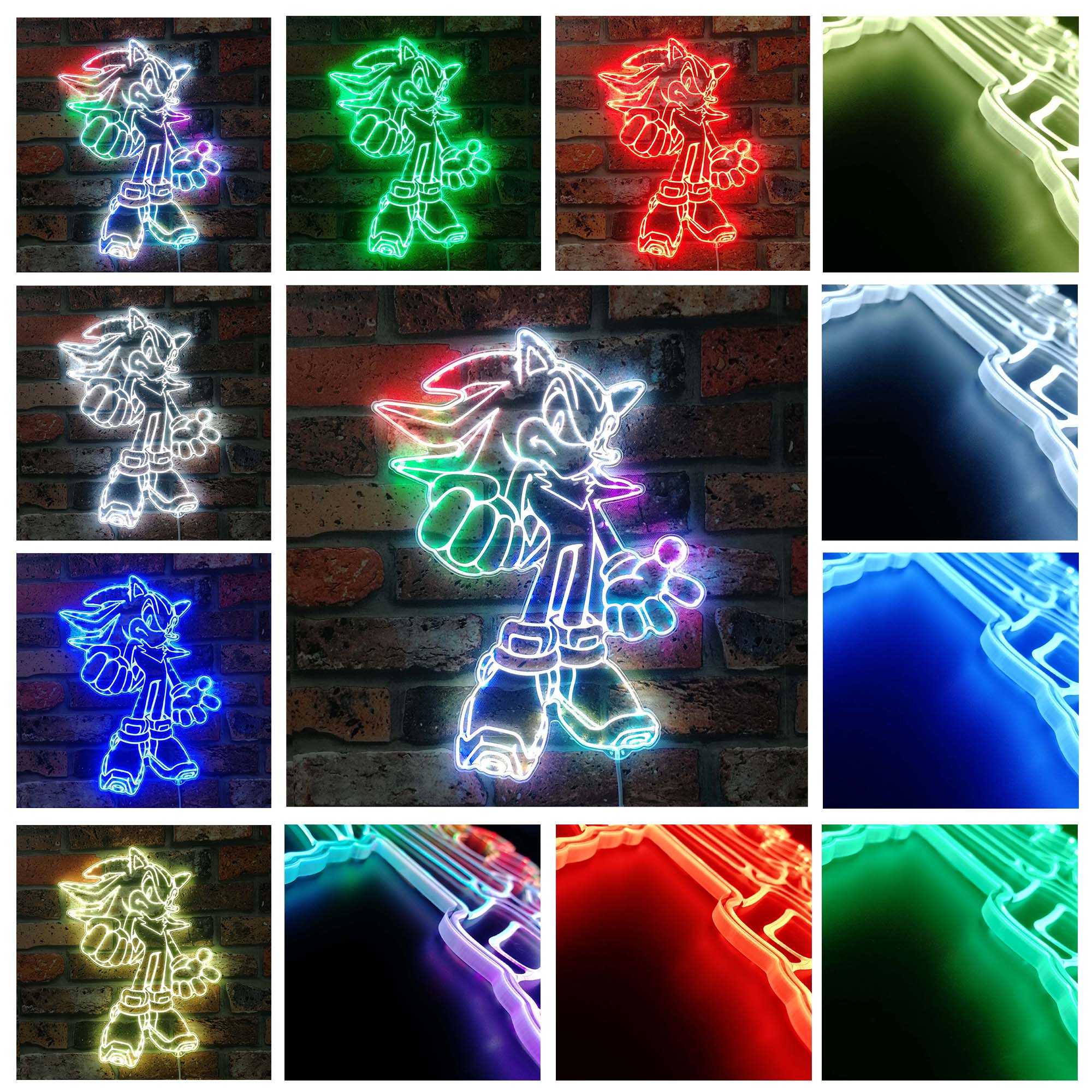 Shadow the Hedgehog Sonic Dynamic RGB Edge Lit LED Sign