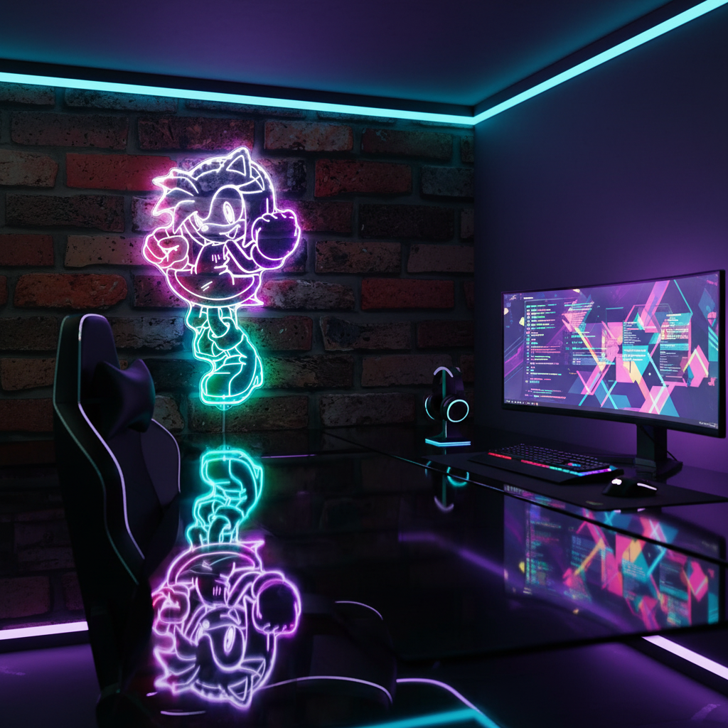 Sonic Amy Rose Neon LED Sign with Dynamic RGB Colors