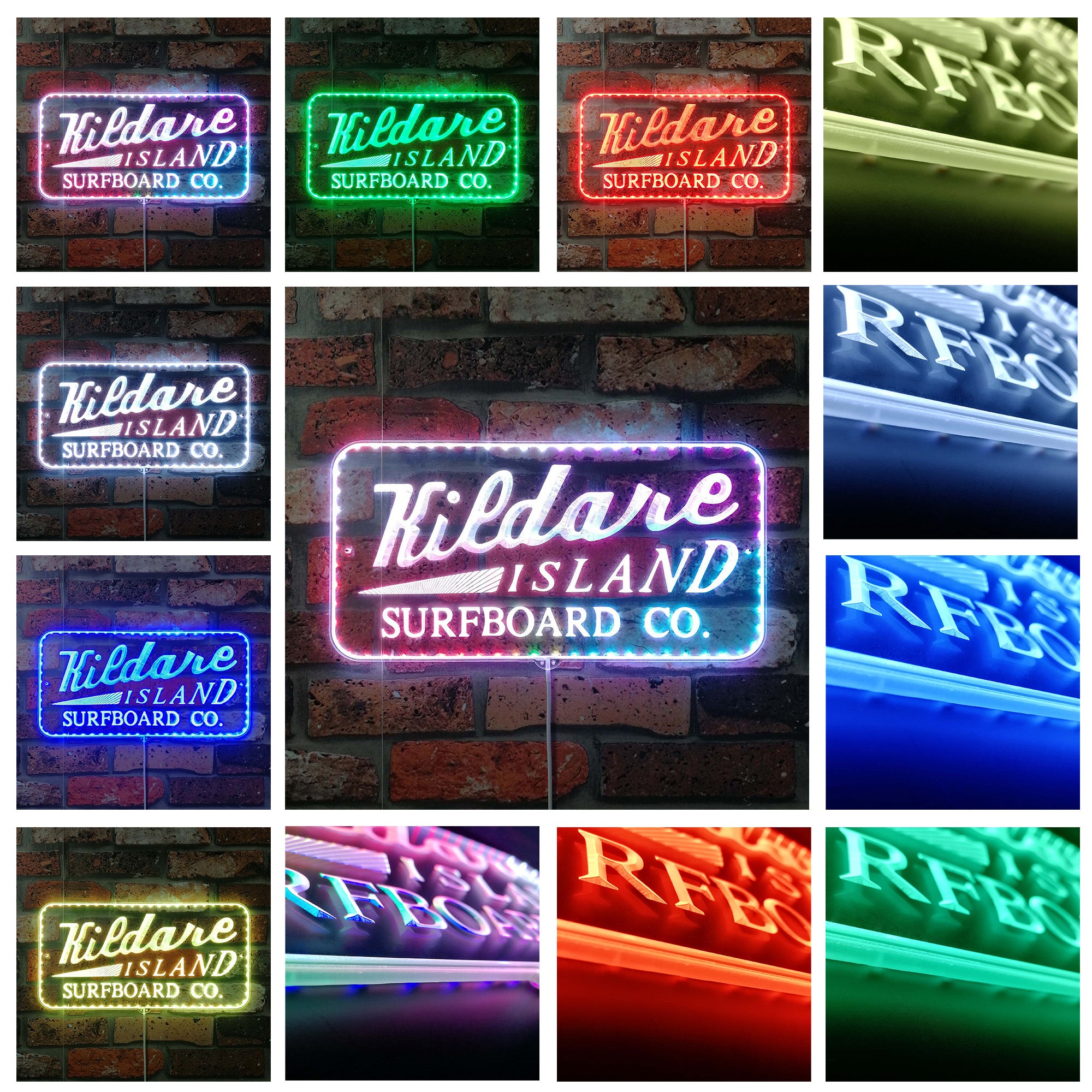 Kildare Island Surfboard Co Dynamic RGB Edge Lit LED Sign