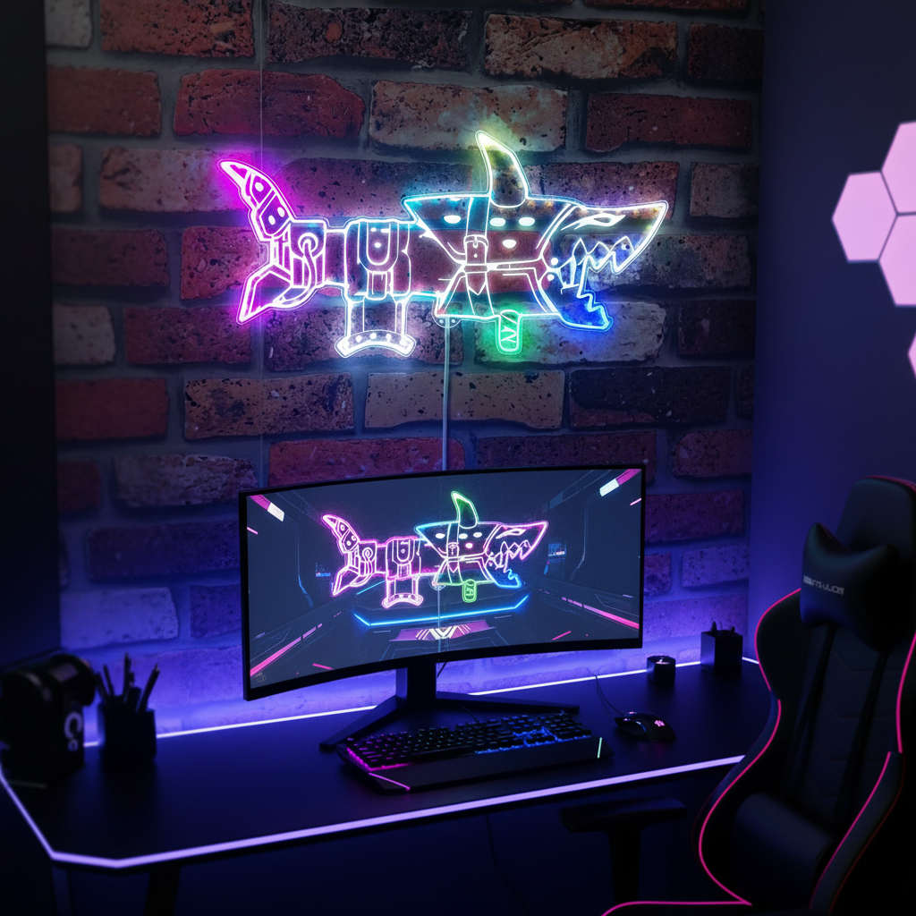 Jinx Arcane Fishbones Neon LED Sign with Dynamic RGB Colors