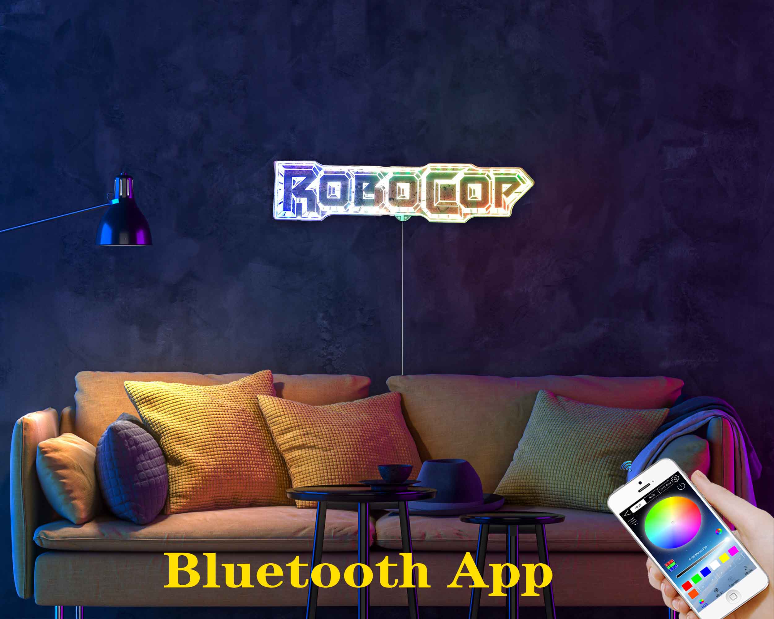 Robocop Logo Neon Neon LED Sign with Dynamic RGB Colors