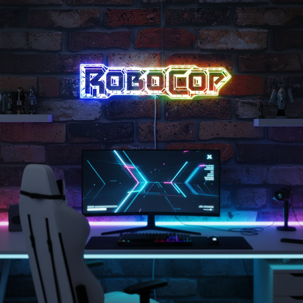 Robocop Logo Neon Neon LED Sign with Dynamic RGB Colors