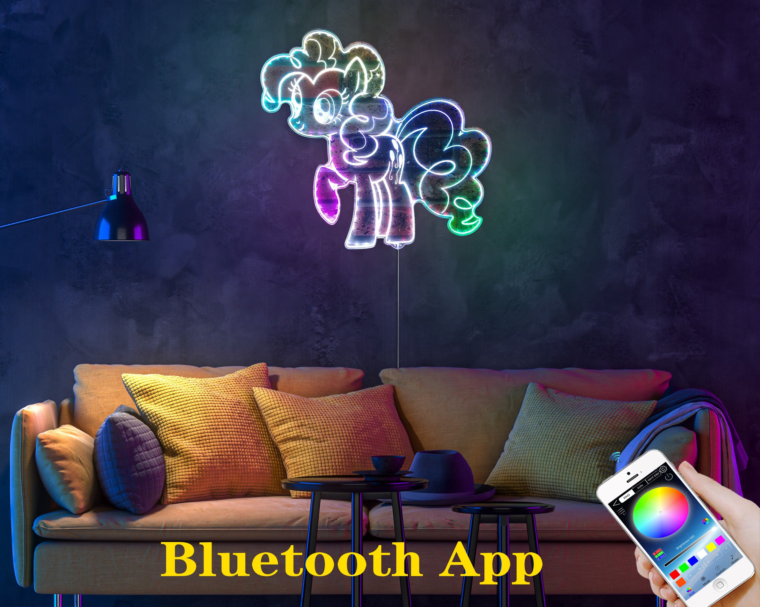 My Little Pony Pinkie Pie Neon LED Sign with Dynamic RGB Colors