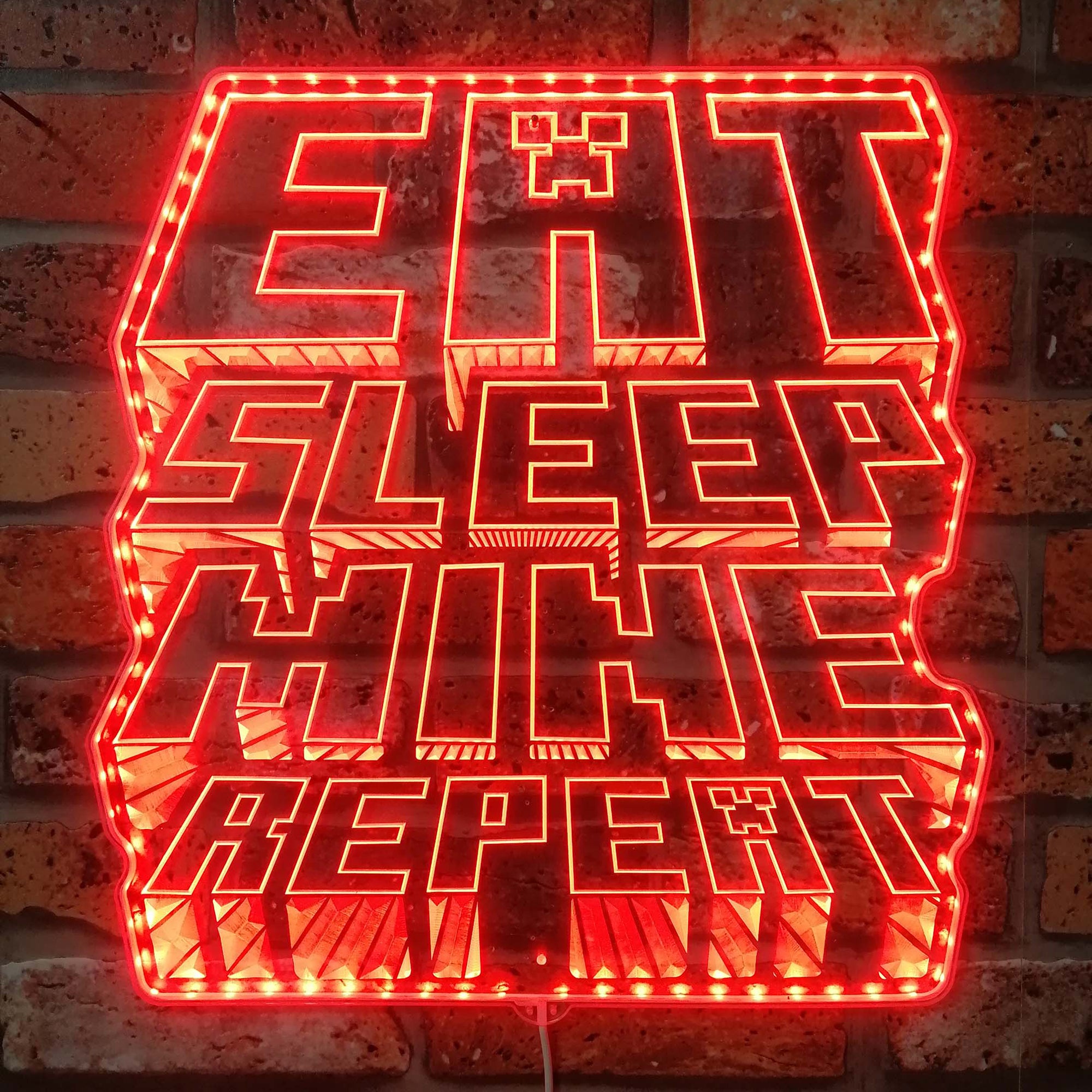 Eat Sleep Mine Repeat Minecraft  Neon LED Sign with Dynamic RGB Colors