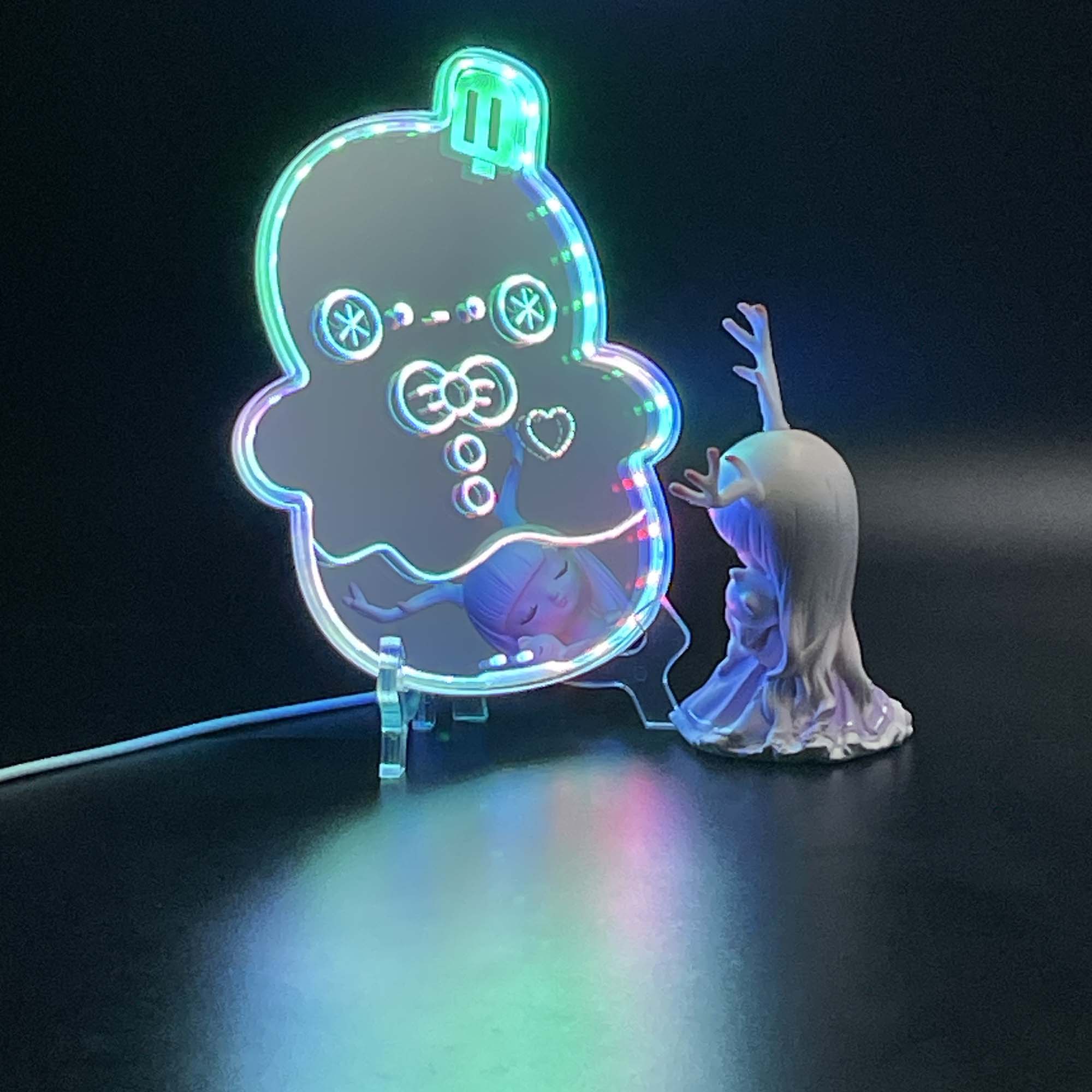 Love and Deepspace Zayne Snowman  Neon LED Sign with Dynamic RGB Colors Mirror Backing