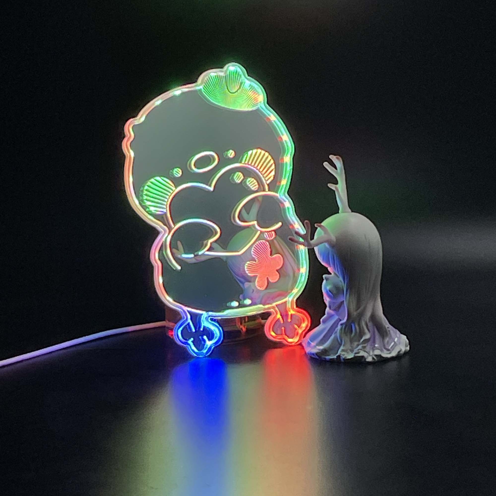 Love and Deepspace Rafayel Duck  Neon LED Sign with Dynamic RGB Colors Mirror Backing