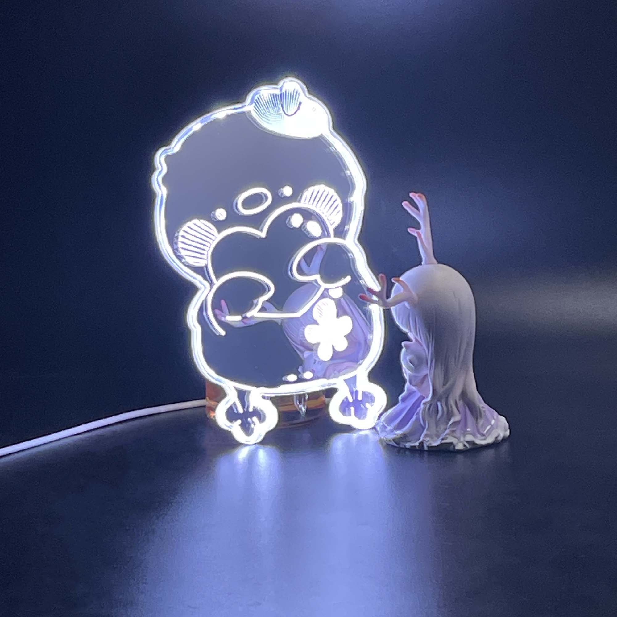 Love and Deepspace Rafayel Duck  Neon LED Sign with Dynamic RGB Colors Mirror Backing