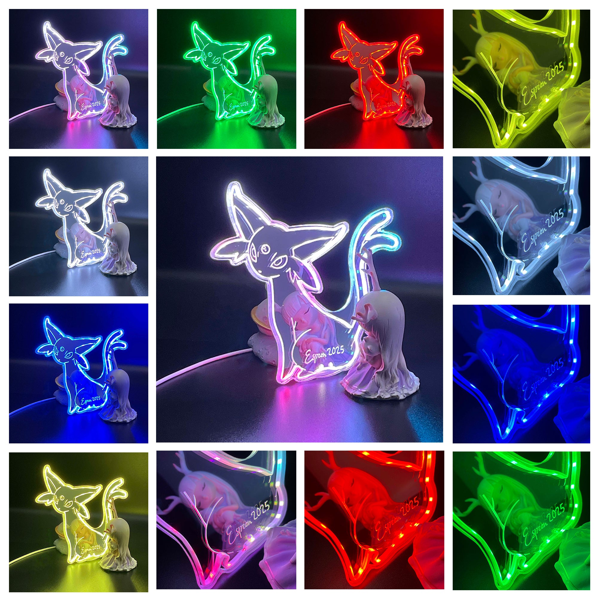 Espeon Eevee  Neon LED Sign with Dynamic RGB Colors Mirror Backing