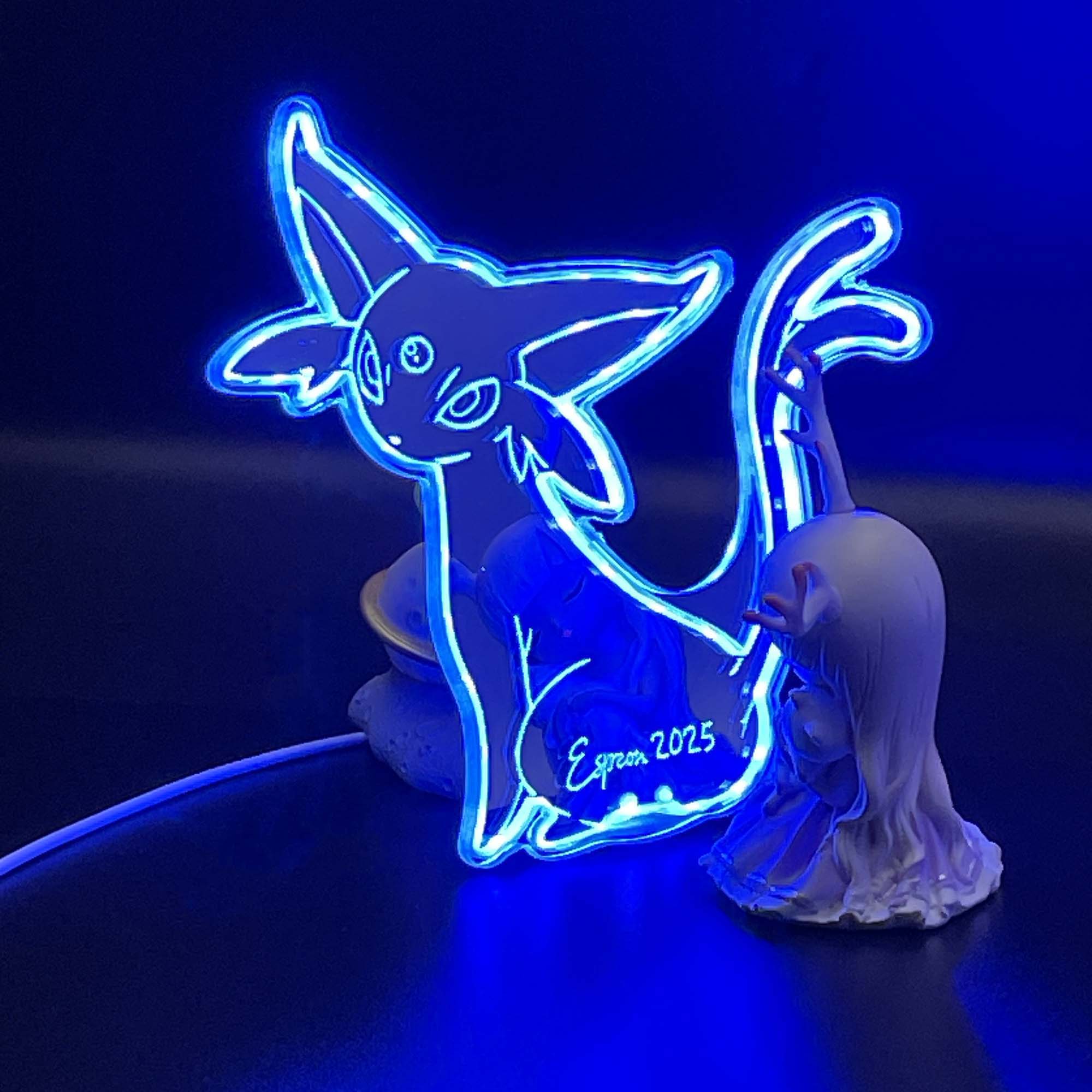 Espeon Eevee  Neon LED Sign with Dynamic RGB Colors Mirror Backing