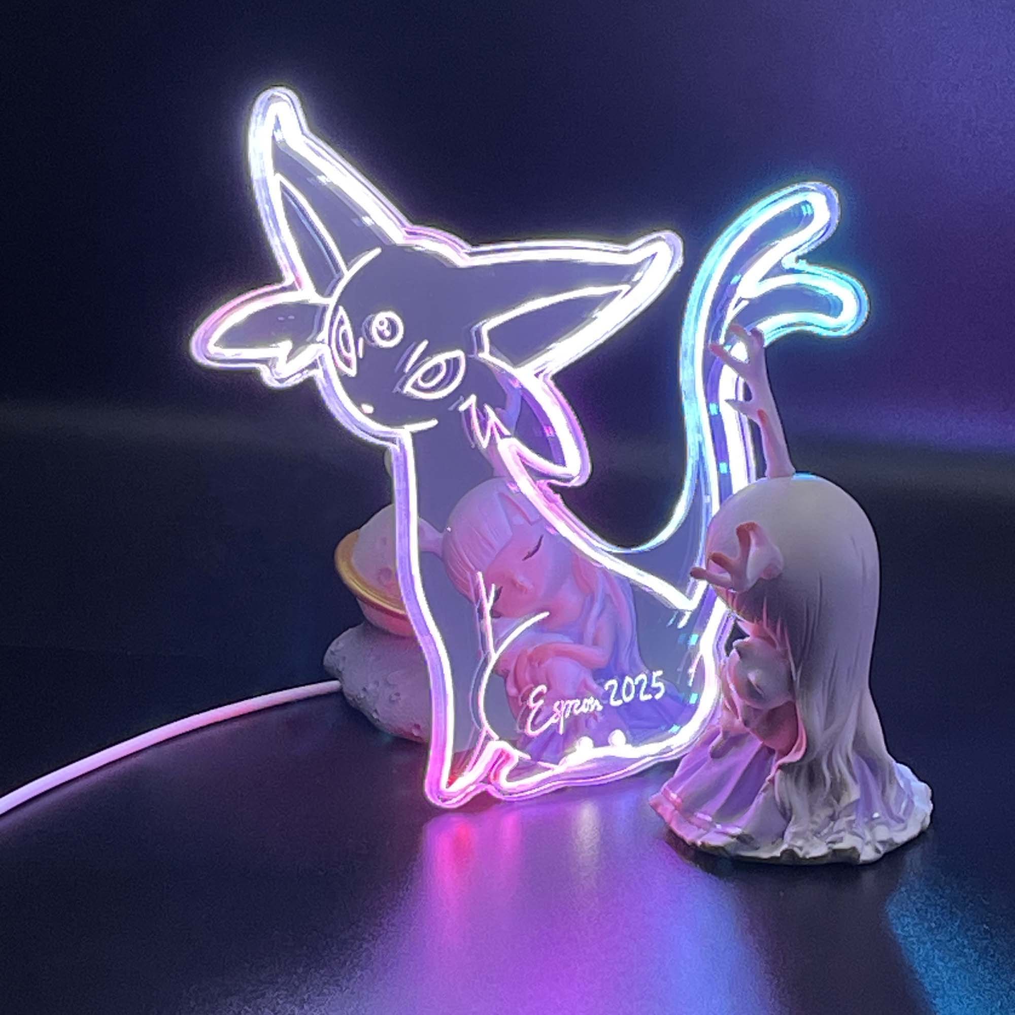 Espeon Eevee  Neon LED Sign with Dynamic RGB Colors Mirror Backing