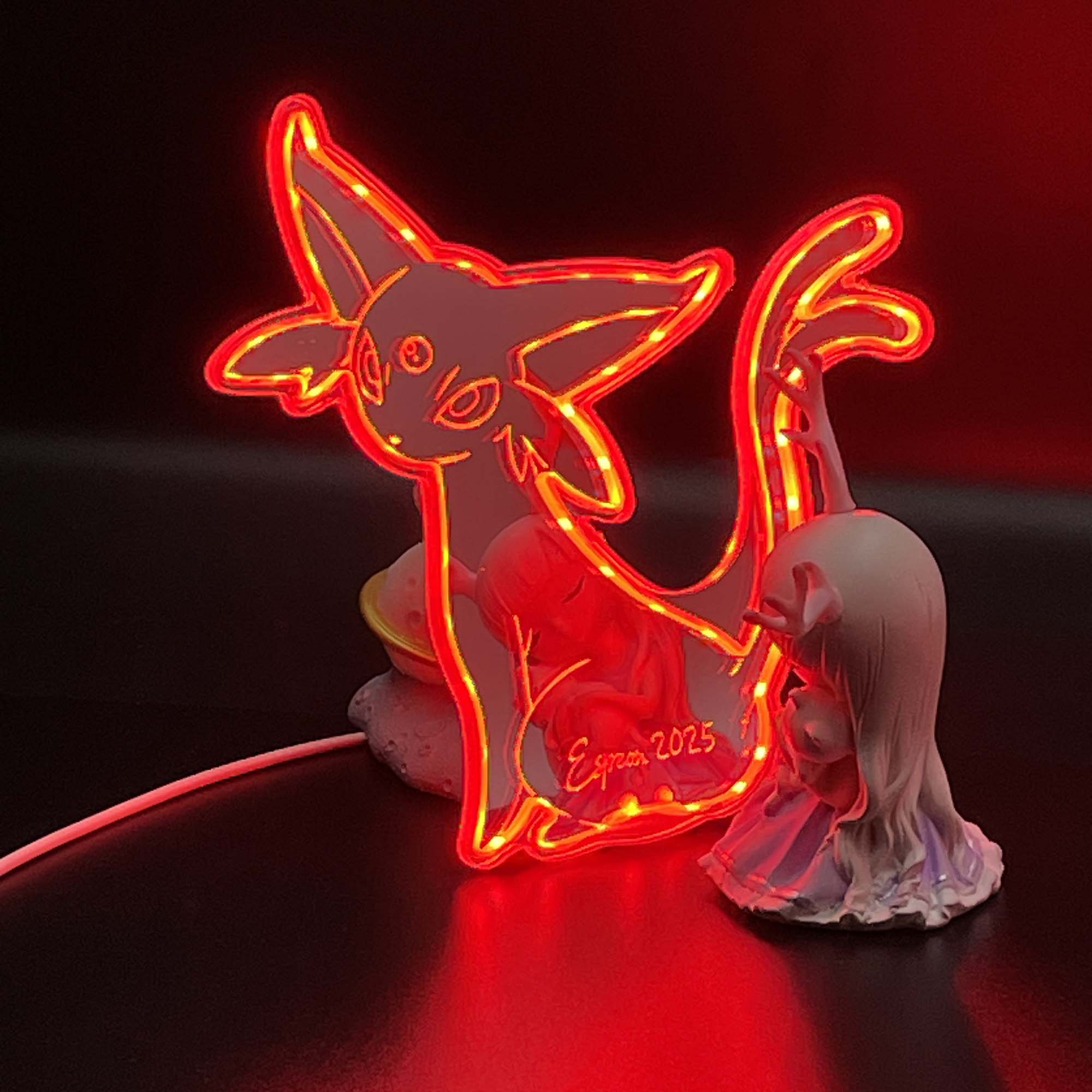Espeon Eevee  Neon LED Sign with Dynamic RGB Colors Mirror Backing