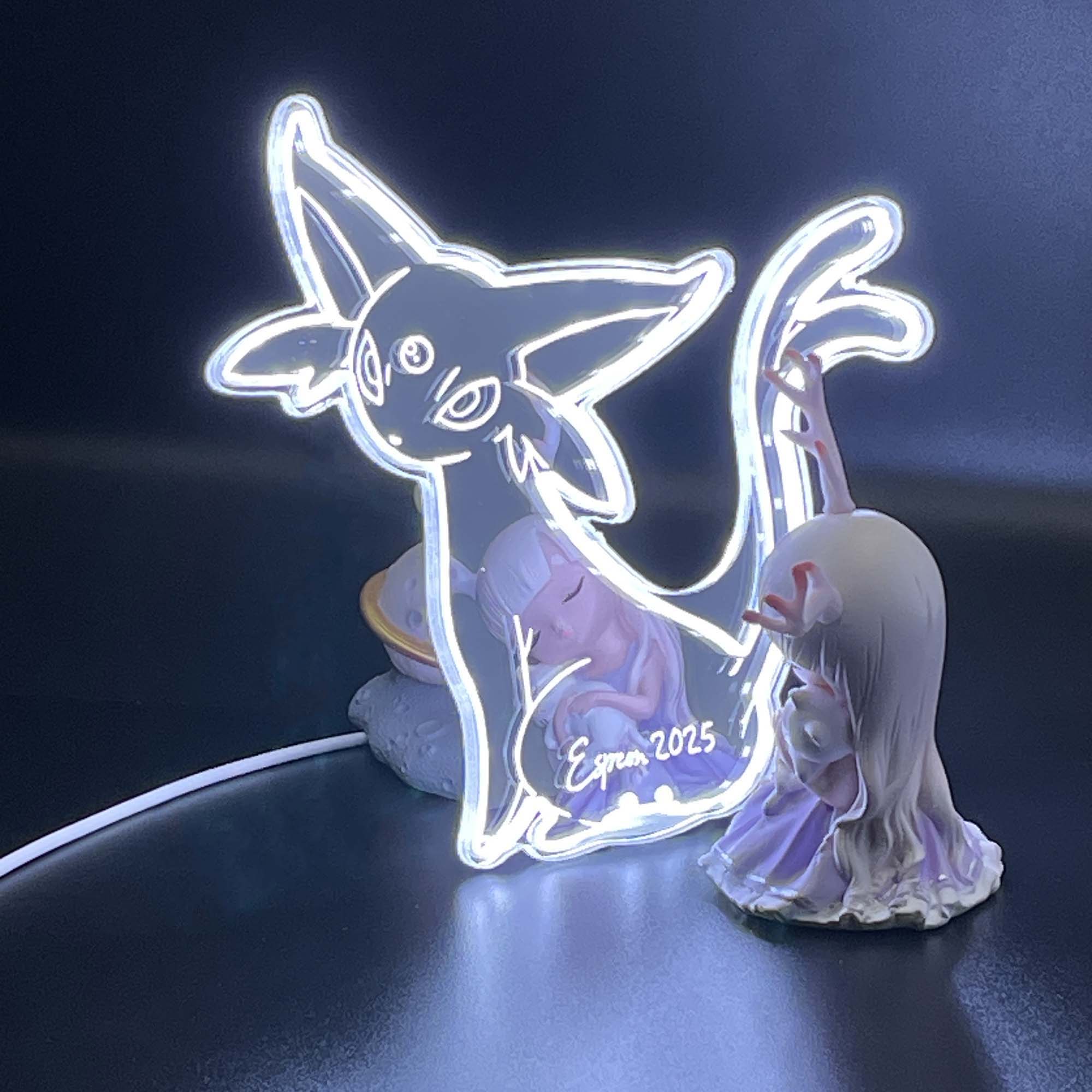 Espeon Eevee  Neon LED Sign with Dynamic RGB Colors Mirror Backing
