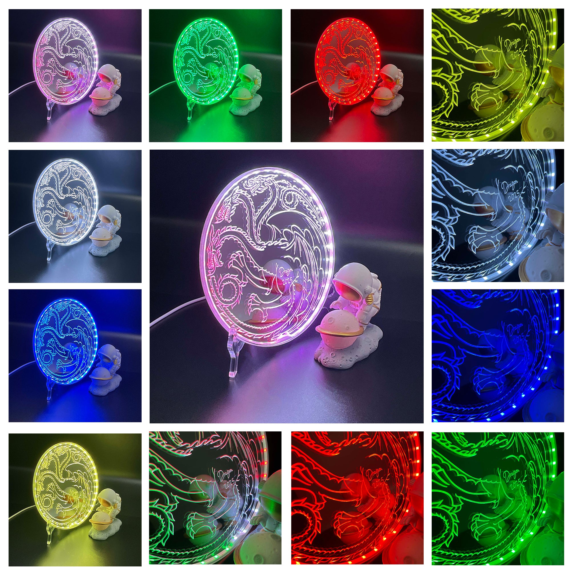 House of the Dragons  Neon LED Sign with Dynamic RGB Colors Mirror Backing