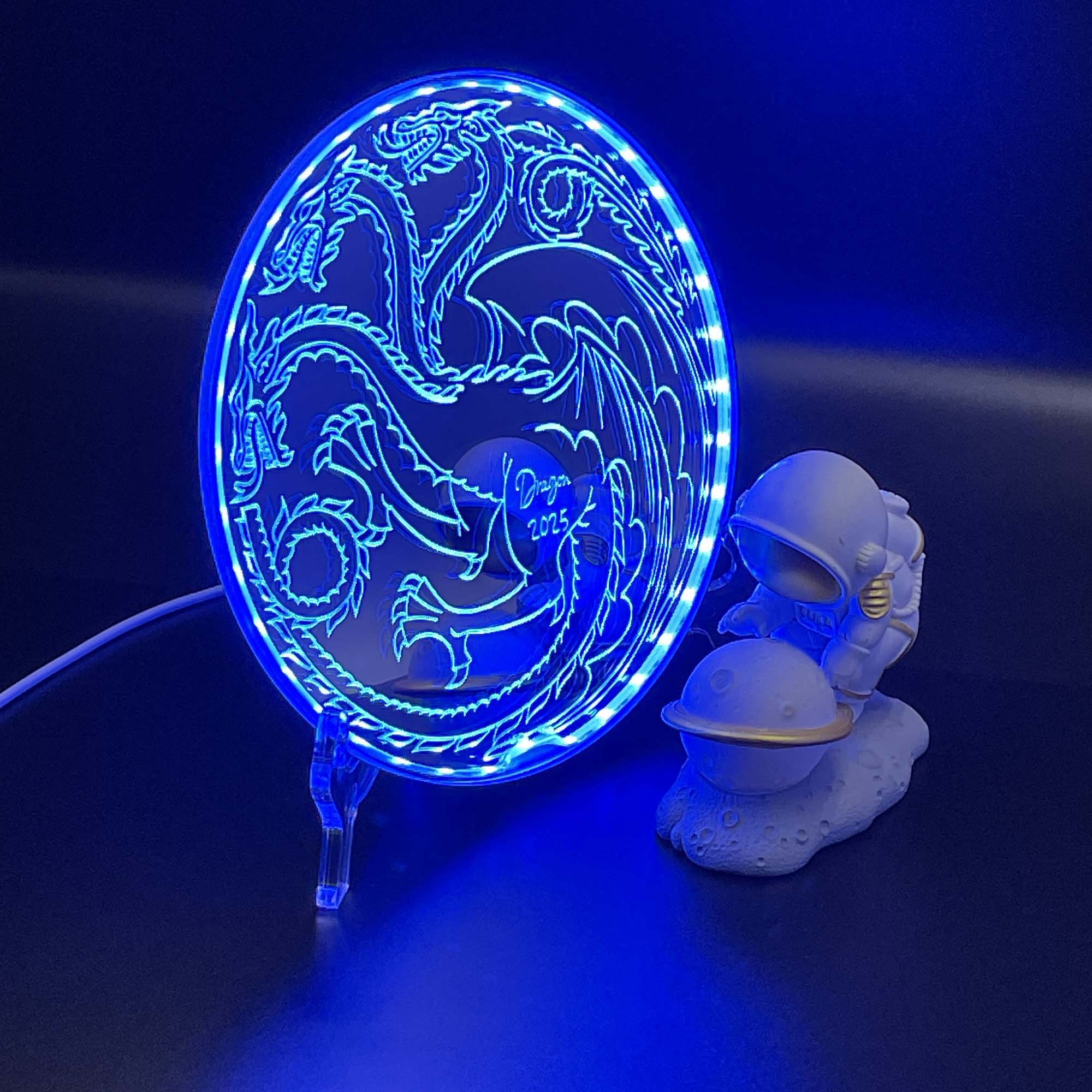 House of the Dragons  Neon LED Sign with Dynamic RGB Colors Mirror Backing