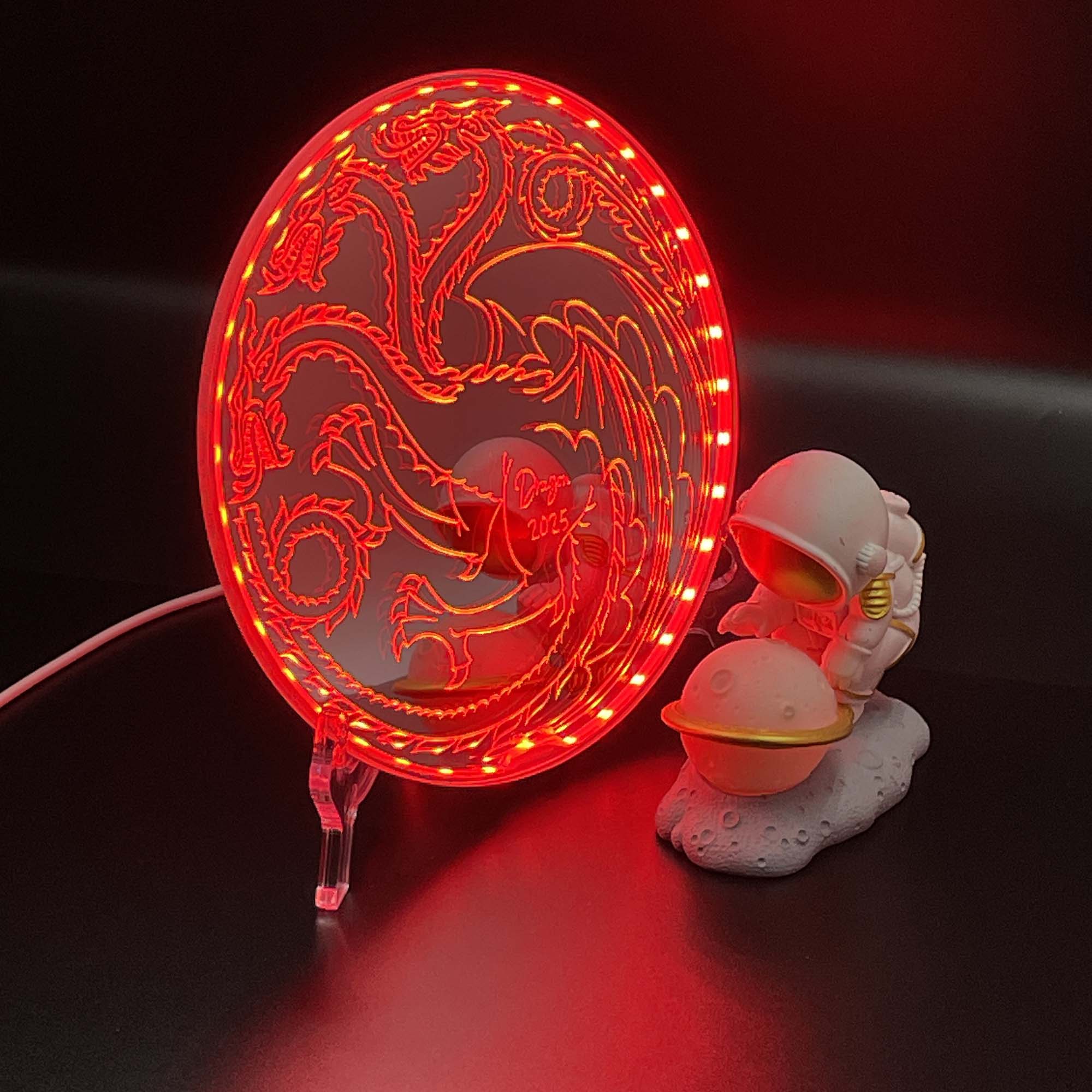 House of the Dragons  Neon LED Sign with Dynamic RGB Colors Mirror Backing