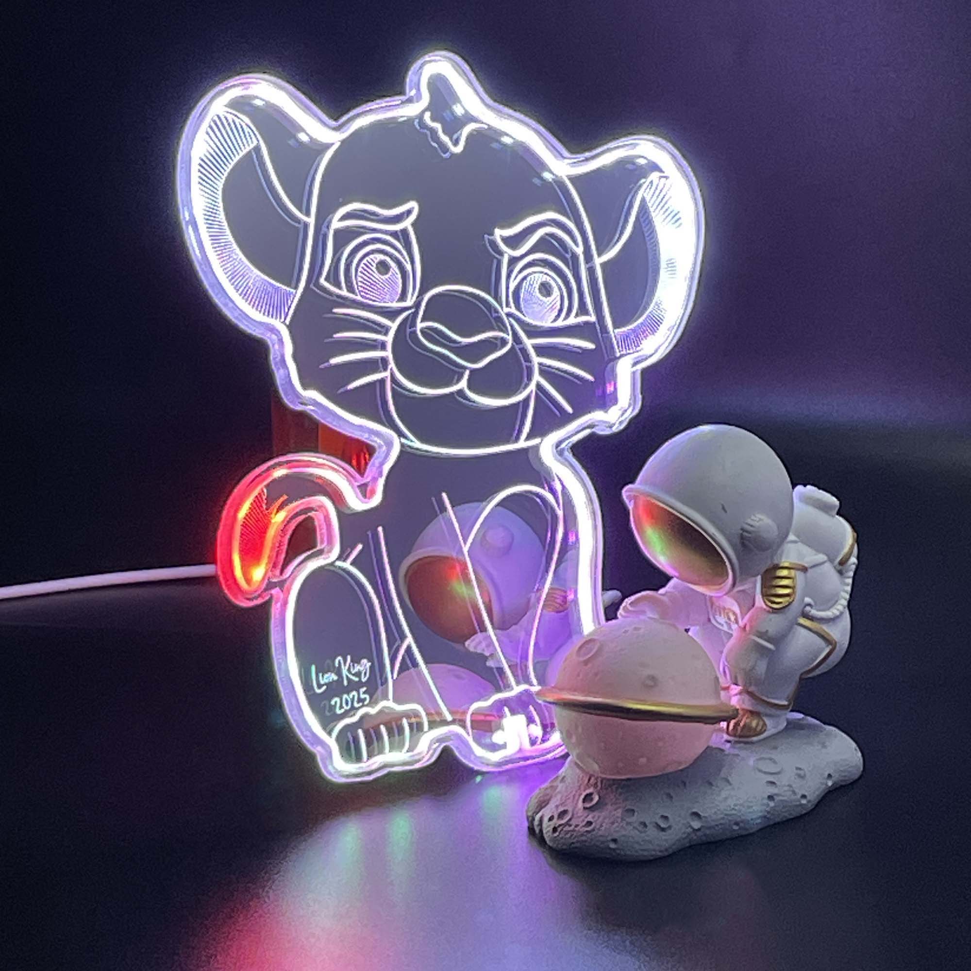 Lion King  Neon LED Sign with Dynamic RGB Colors Mirror Backing