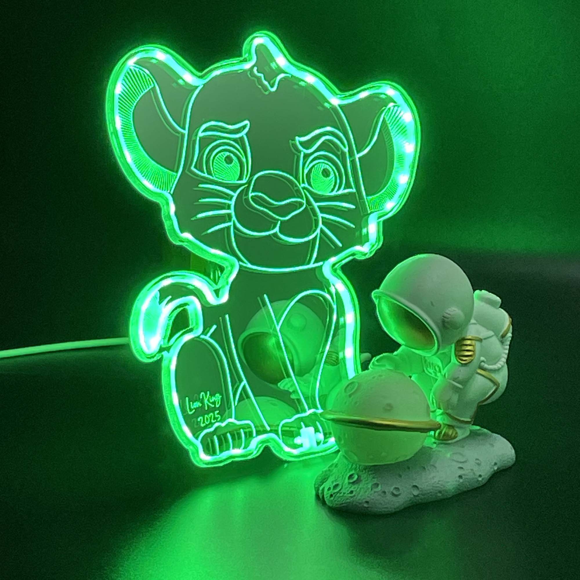 Lion King  Neon LED Sign with Dynamic RGB Colors Mirror Backing