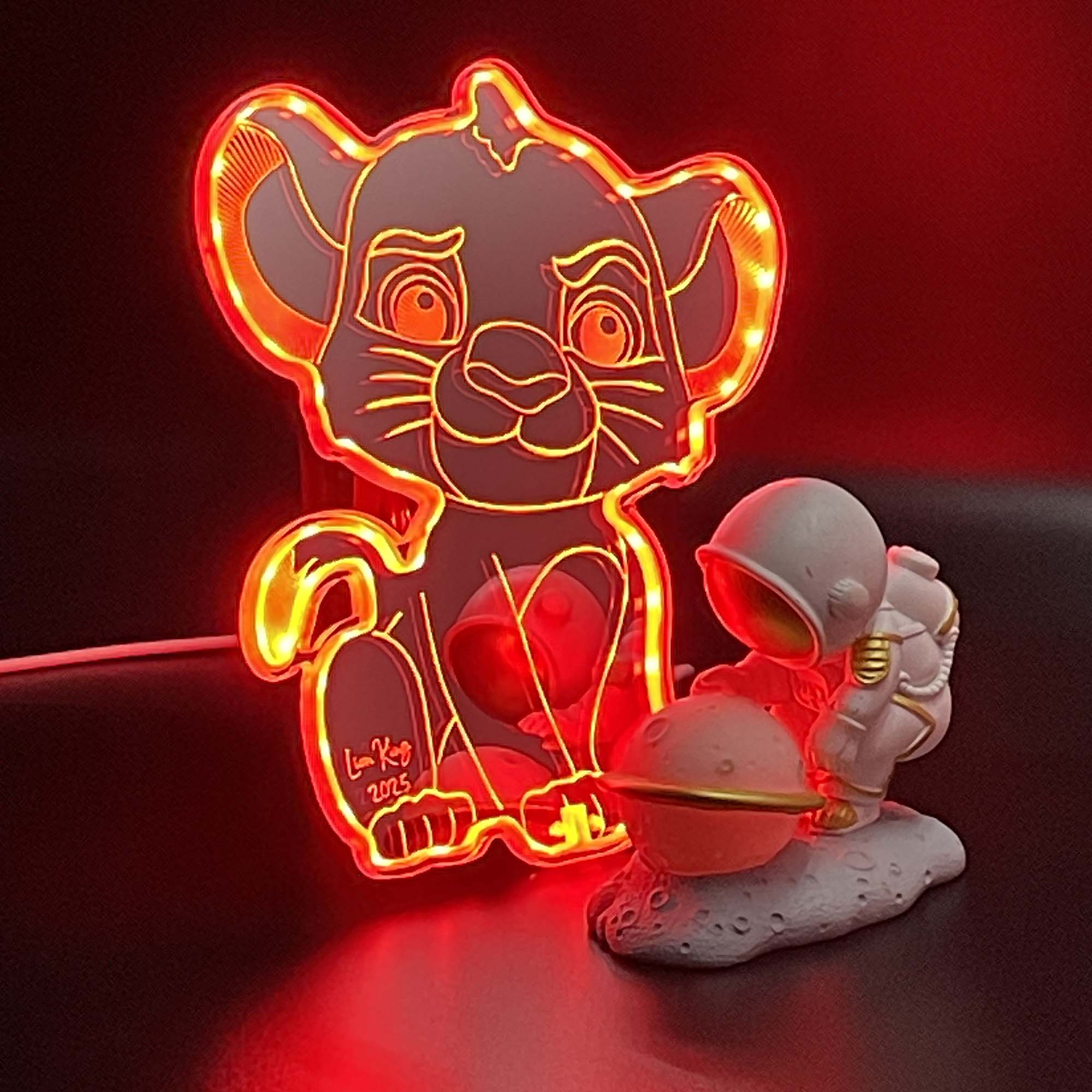 Lion King  Neon LED Sign with Dynamic RGB Colors Mirror Backing