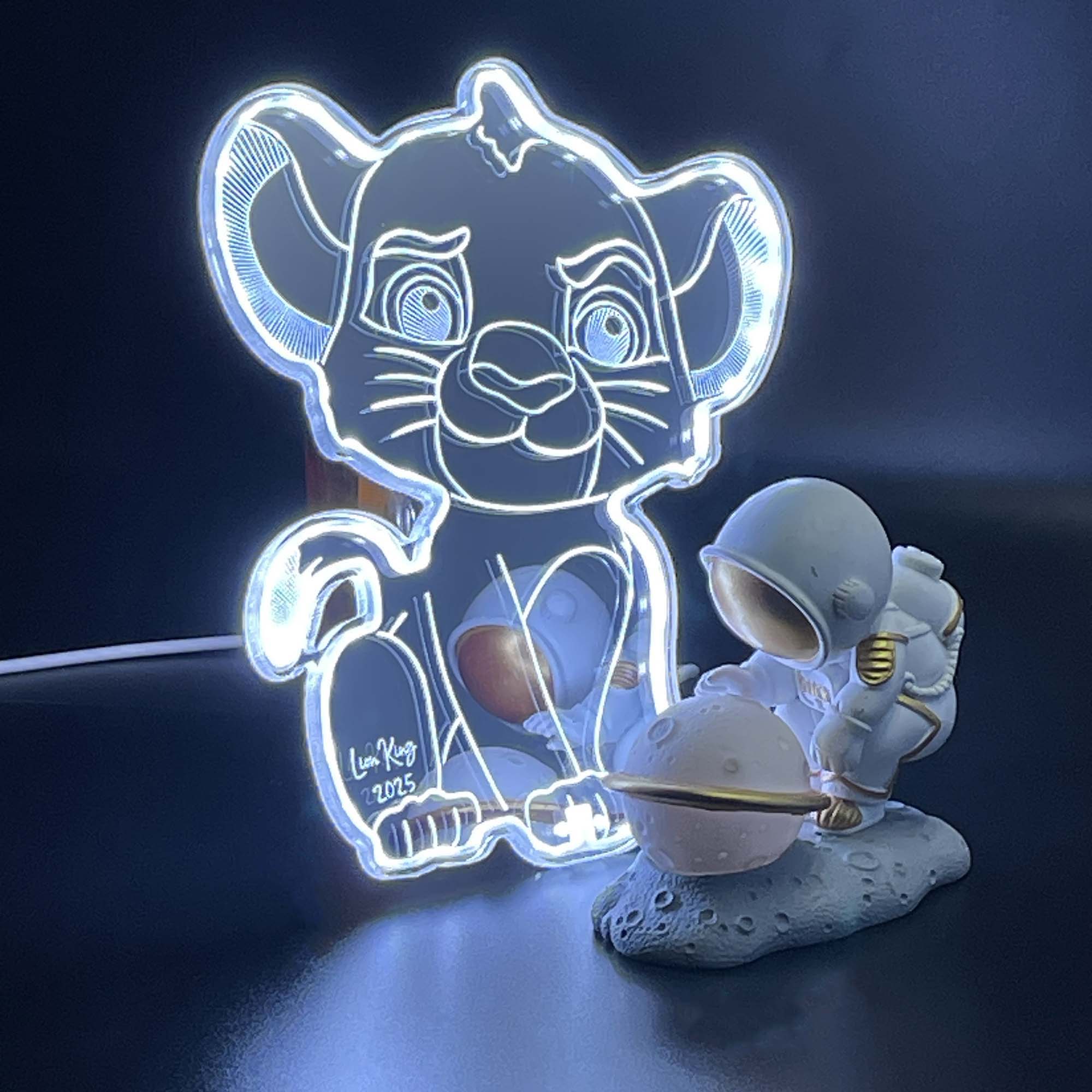 Lion King  Neon LED Sign with Dynamic RGB Colors Mirror Backing