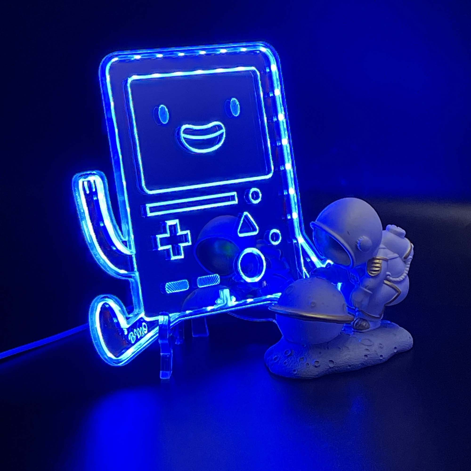 Adventure Time Bmo Robot  Neon LED Sign with Dynamic RGB Colors Mirror Backing