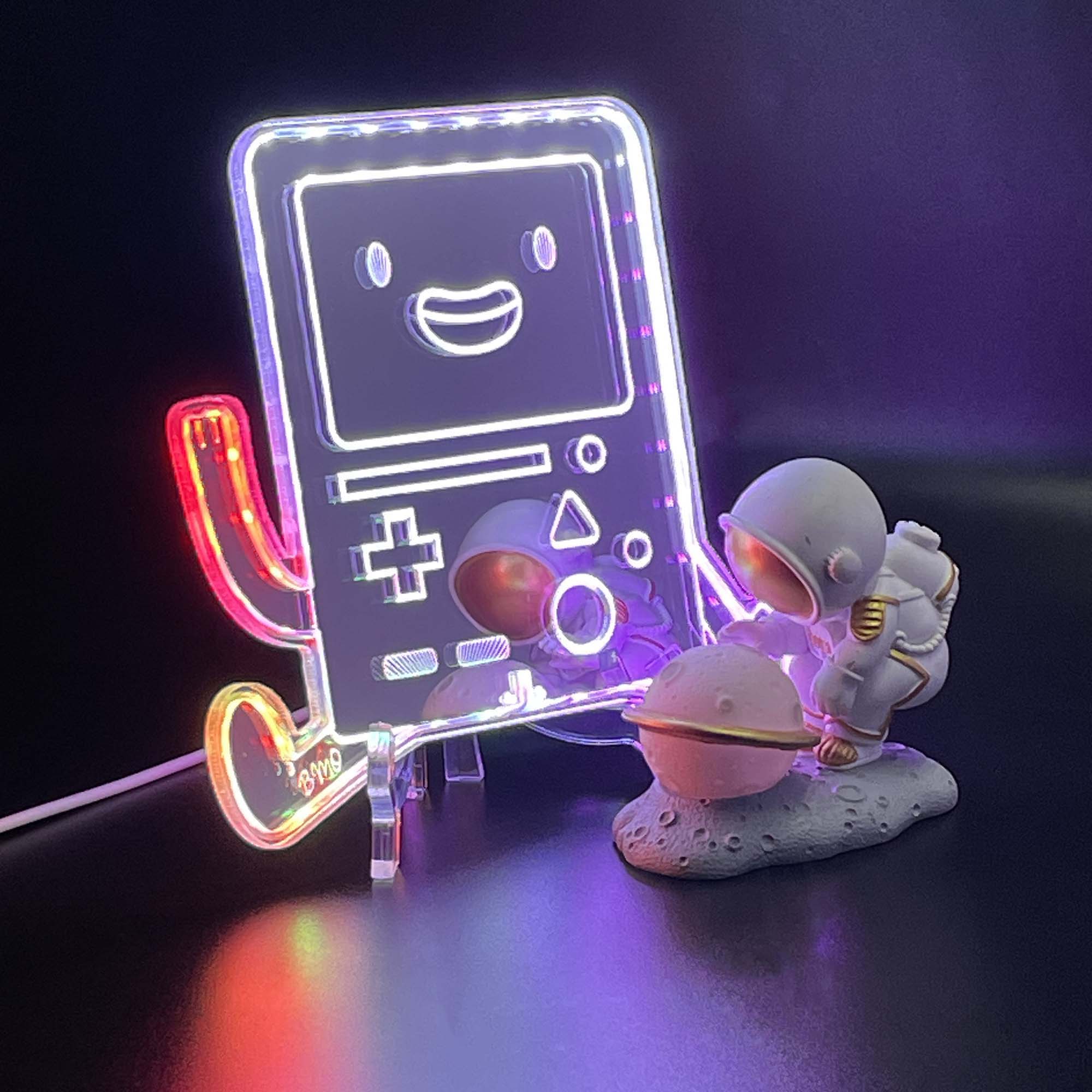 Adventure Time Bmo Robot  Neon LED Sign with Dynamic RGB Colors Mirror Backing