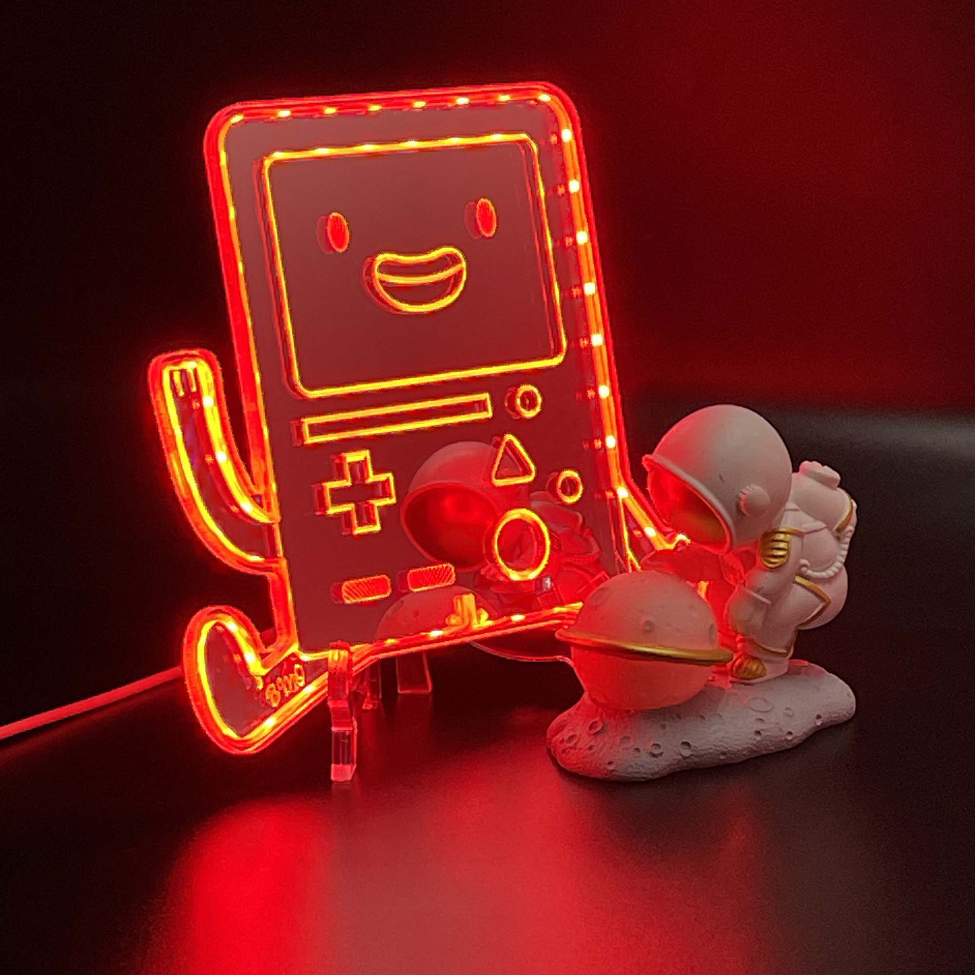 Adventure Time Bmo Robot  Neon LED Sign with Dynamic RGB Colors Mirror Backing