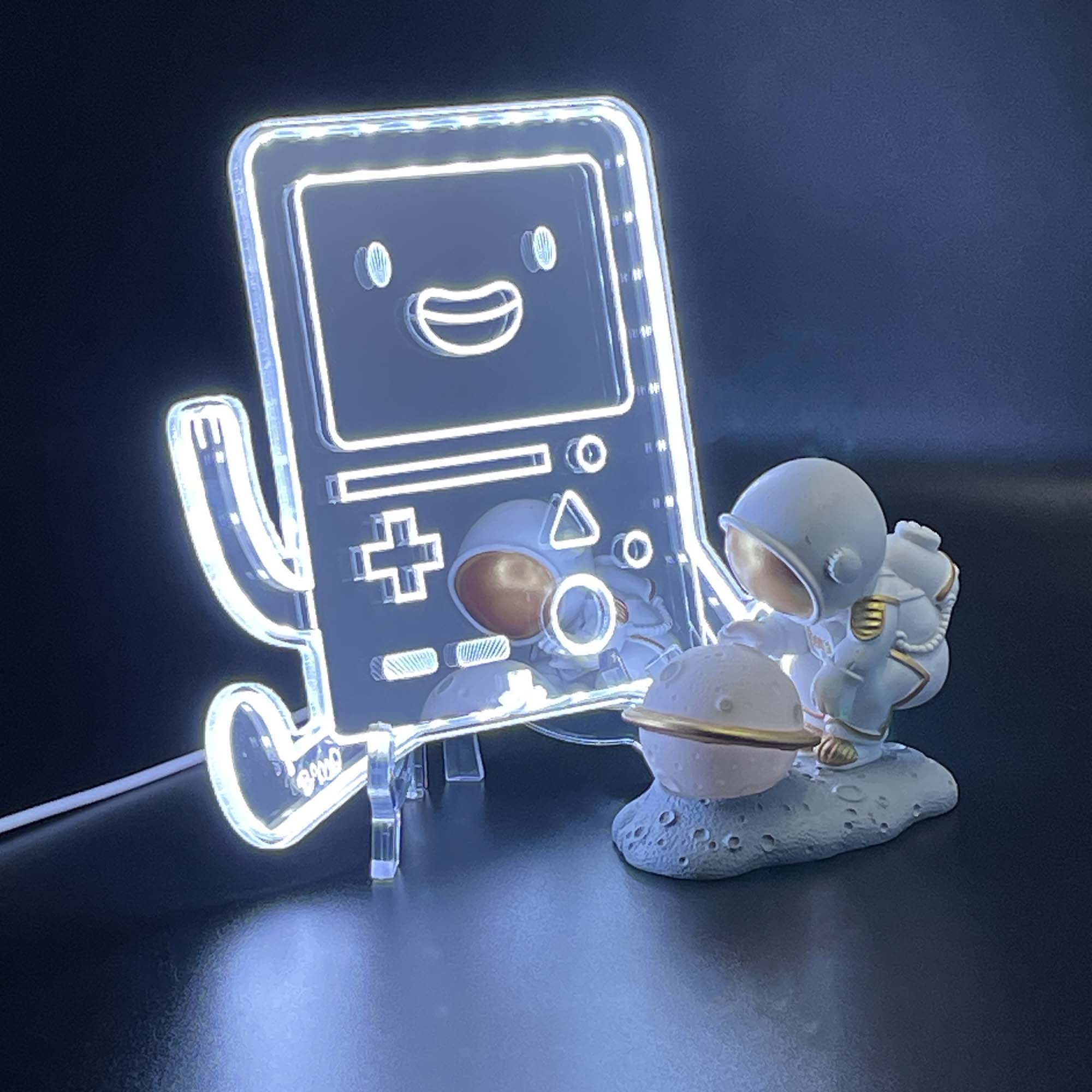 Adventure Time Bmo Robot  Neon LED Sign with Dynamic RGB Colors Mirror Backing