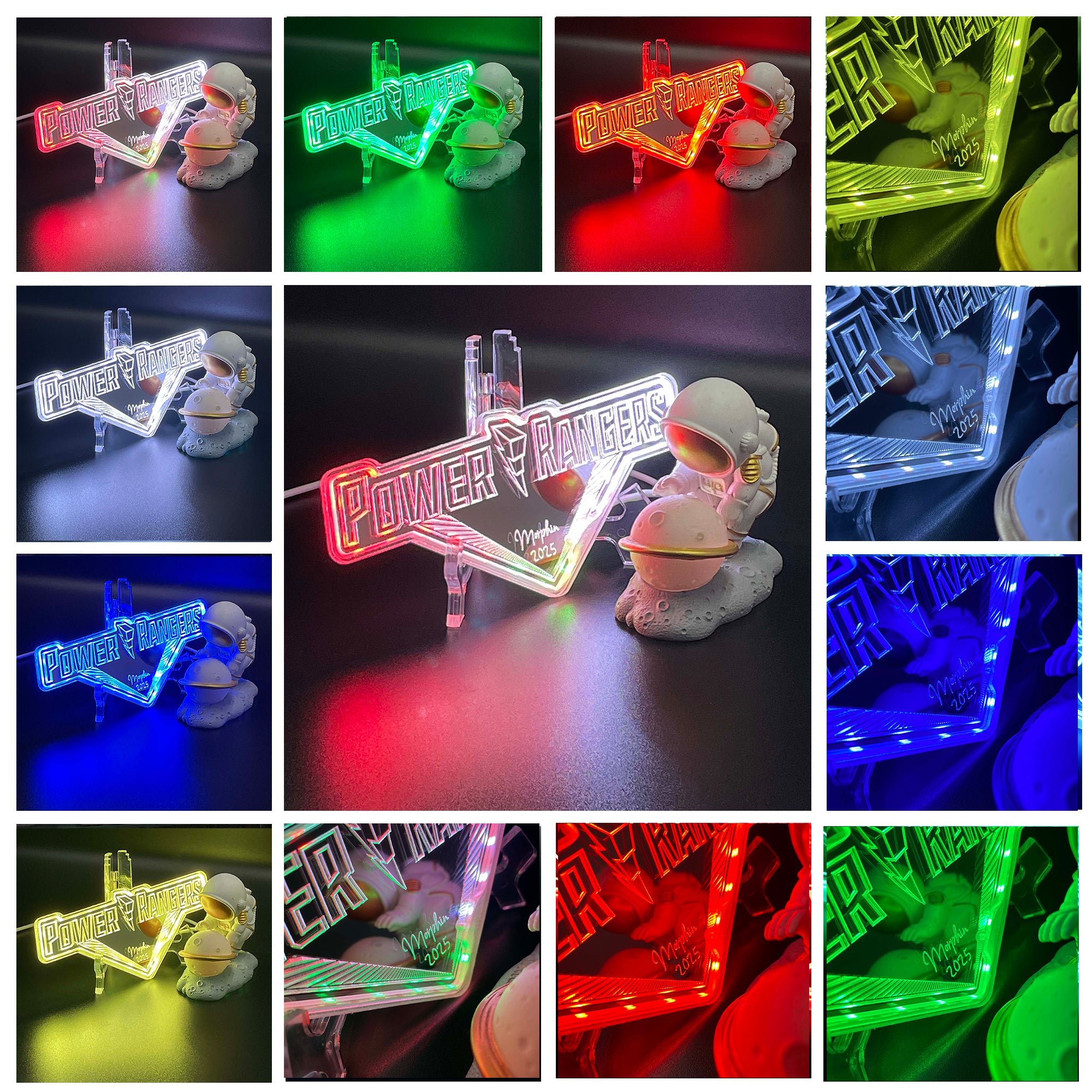 Power Rangers  Neon LED Sign with Dynamic RGB Colors Mirror Backing