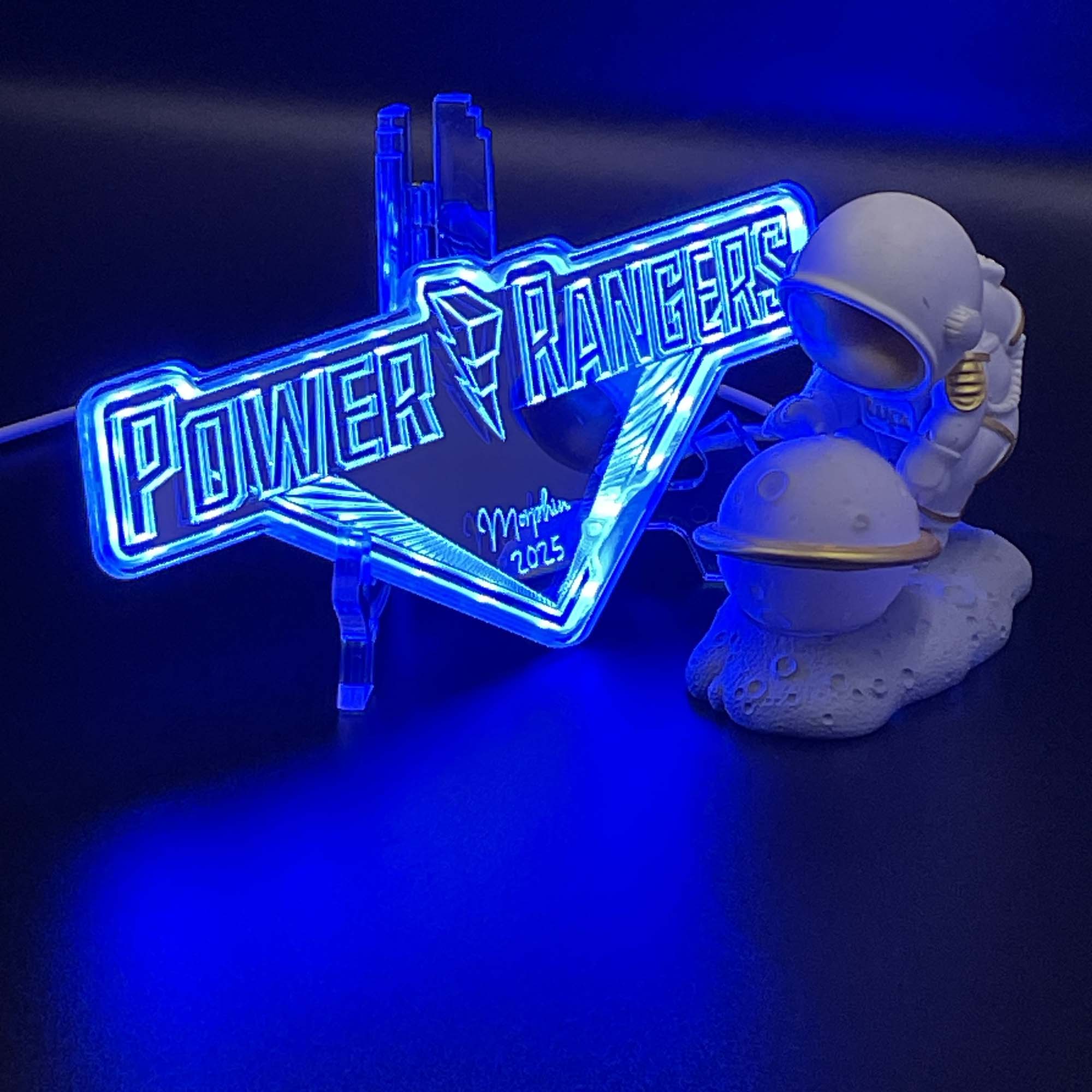 Power Rangers  Neon LED Sign with Dynamic RGB Colors Mirror Backing